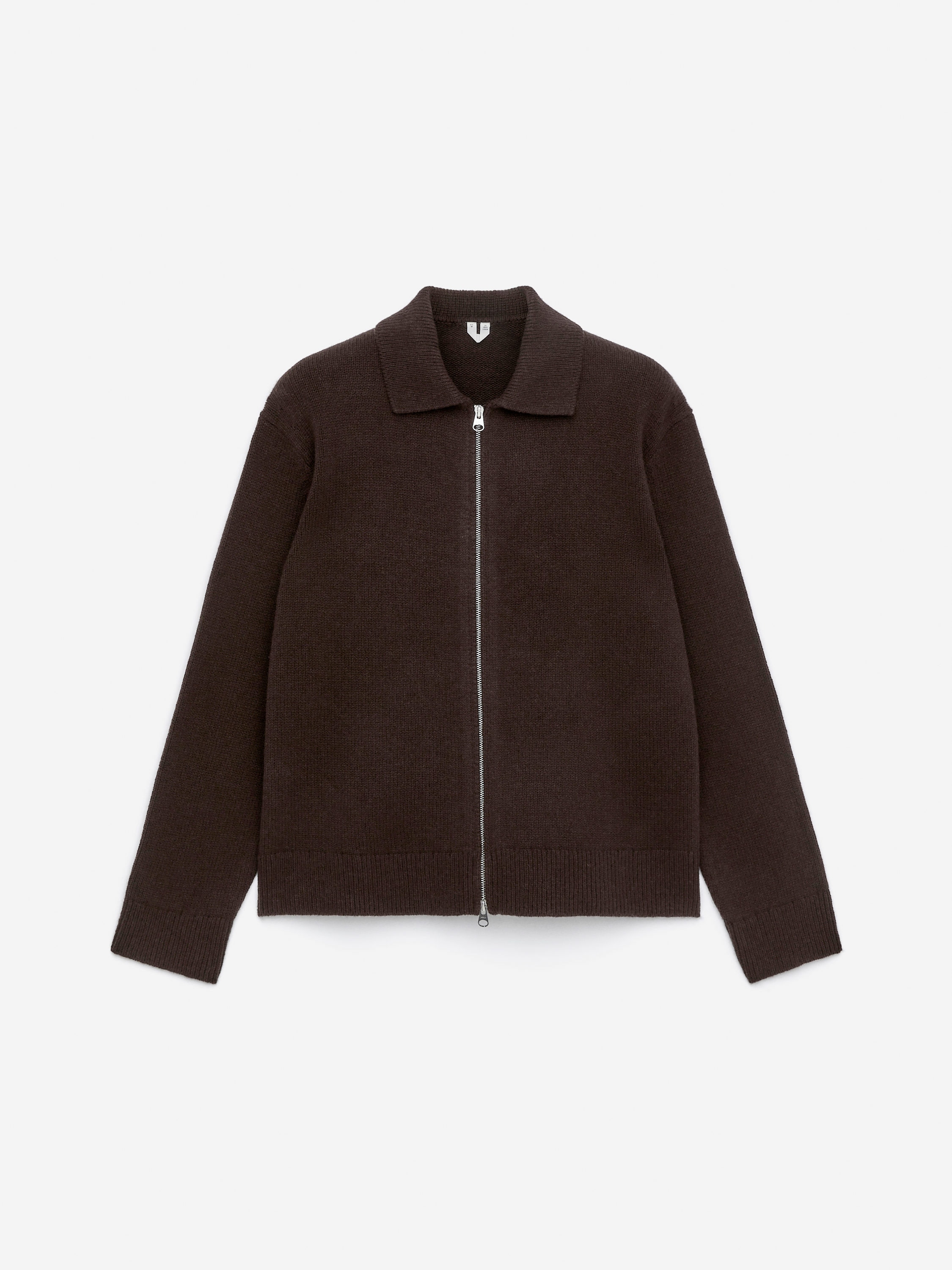 Wool Zip Cardigan-#3C3533-16232