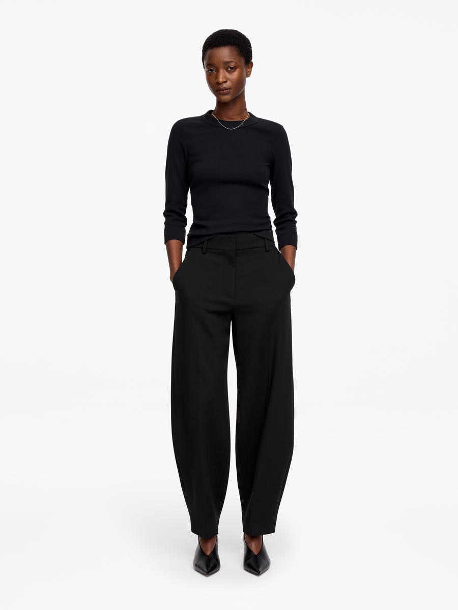 ARKET Women's  Zip-Detail Barrel-Leg Trousers Black,  size 40