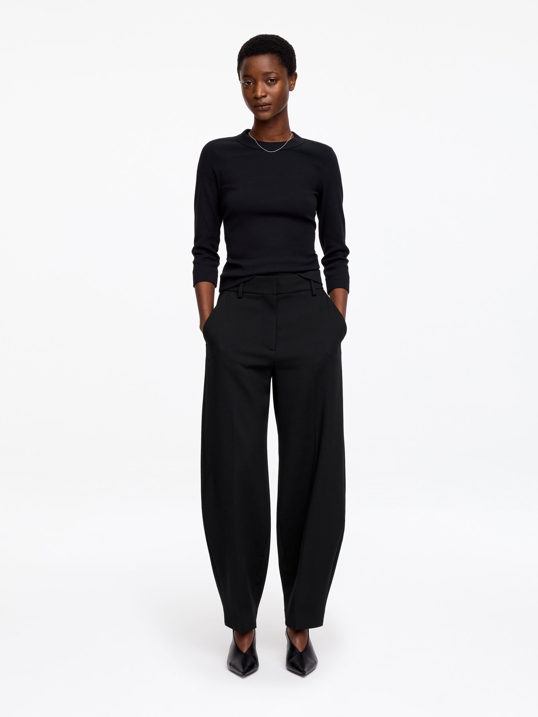 Pantalon à jambes barrel avec fermeture éclair-#272627-19067