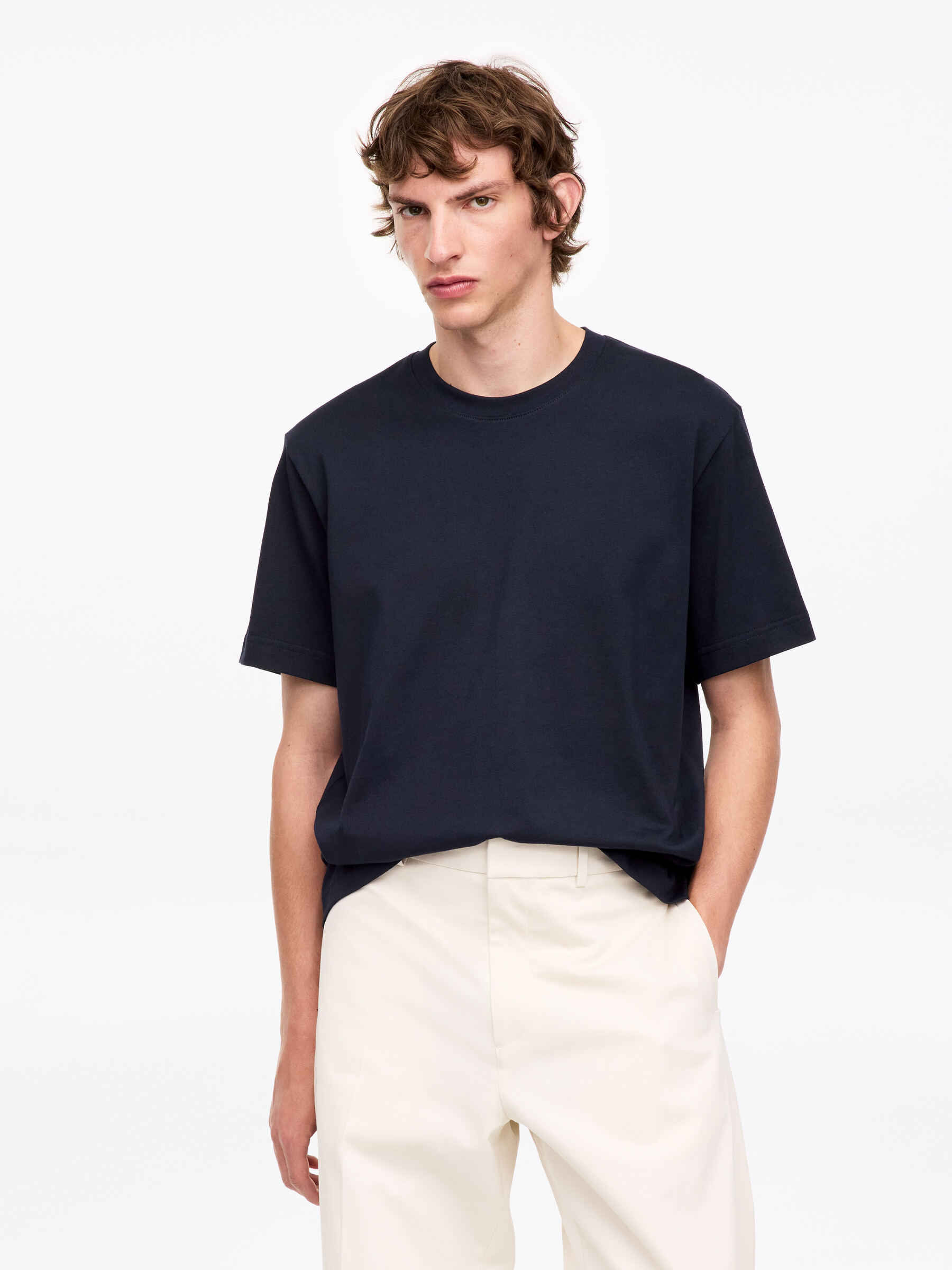 220 GSM Relaxed T-Shirt - Dark Blue - Regular fit - Men - StillMedia/Lookbook - 58