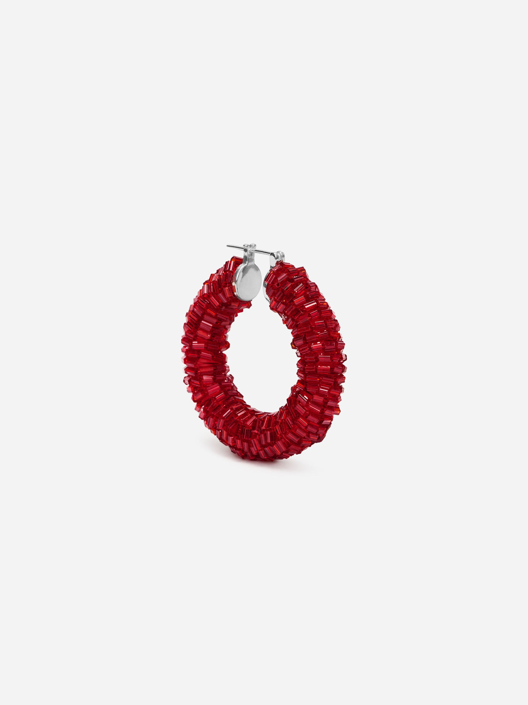 Beaded Hoop Earrings - Red - Women - StillMedia/DescriptiveDetail - 1