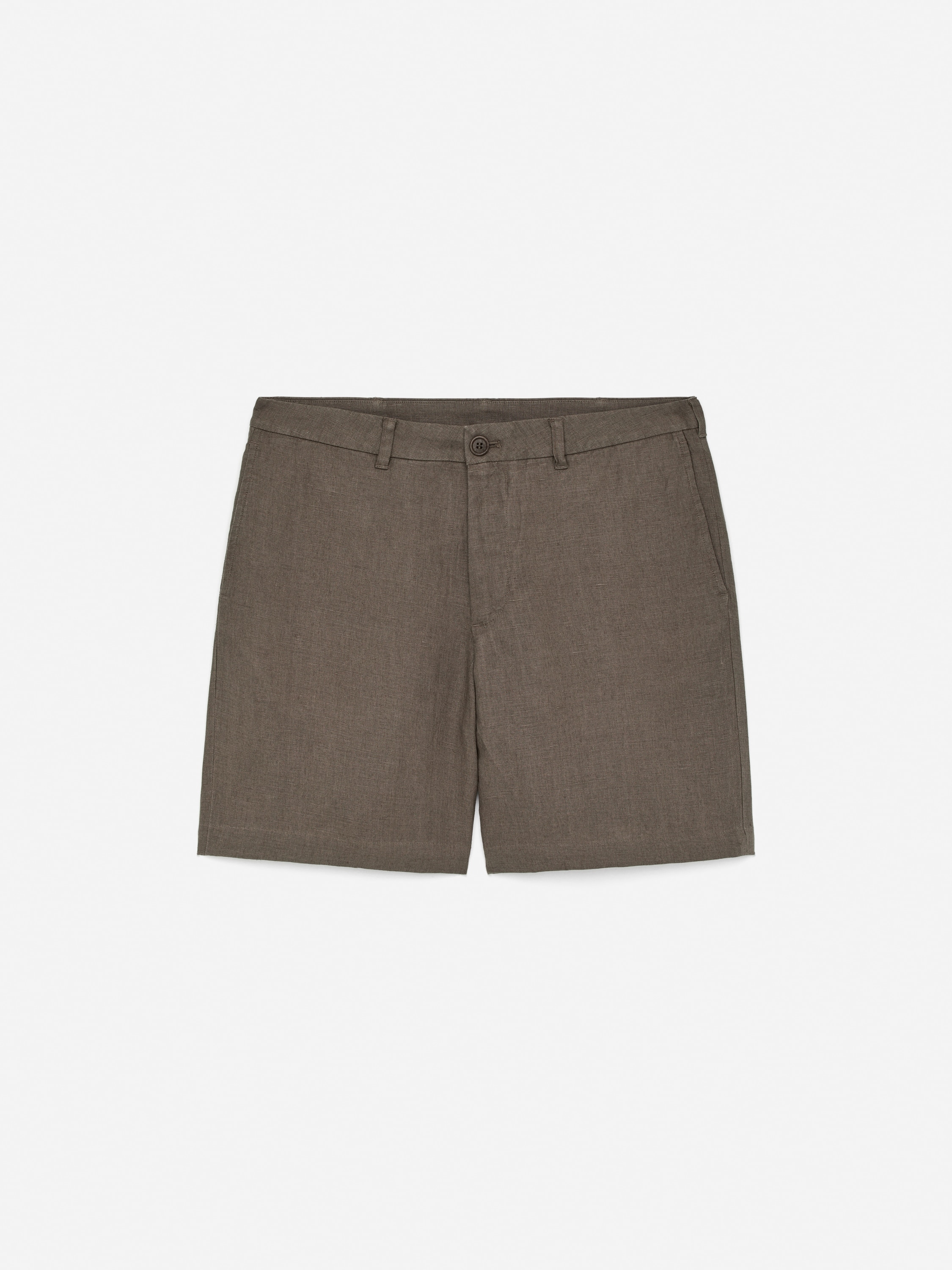 Calções de linho - Castanho toupeira/Preto