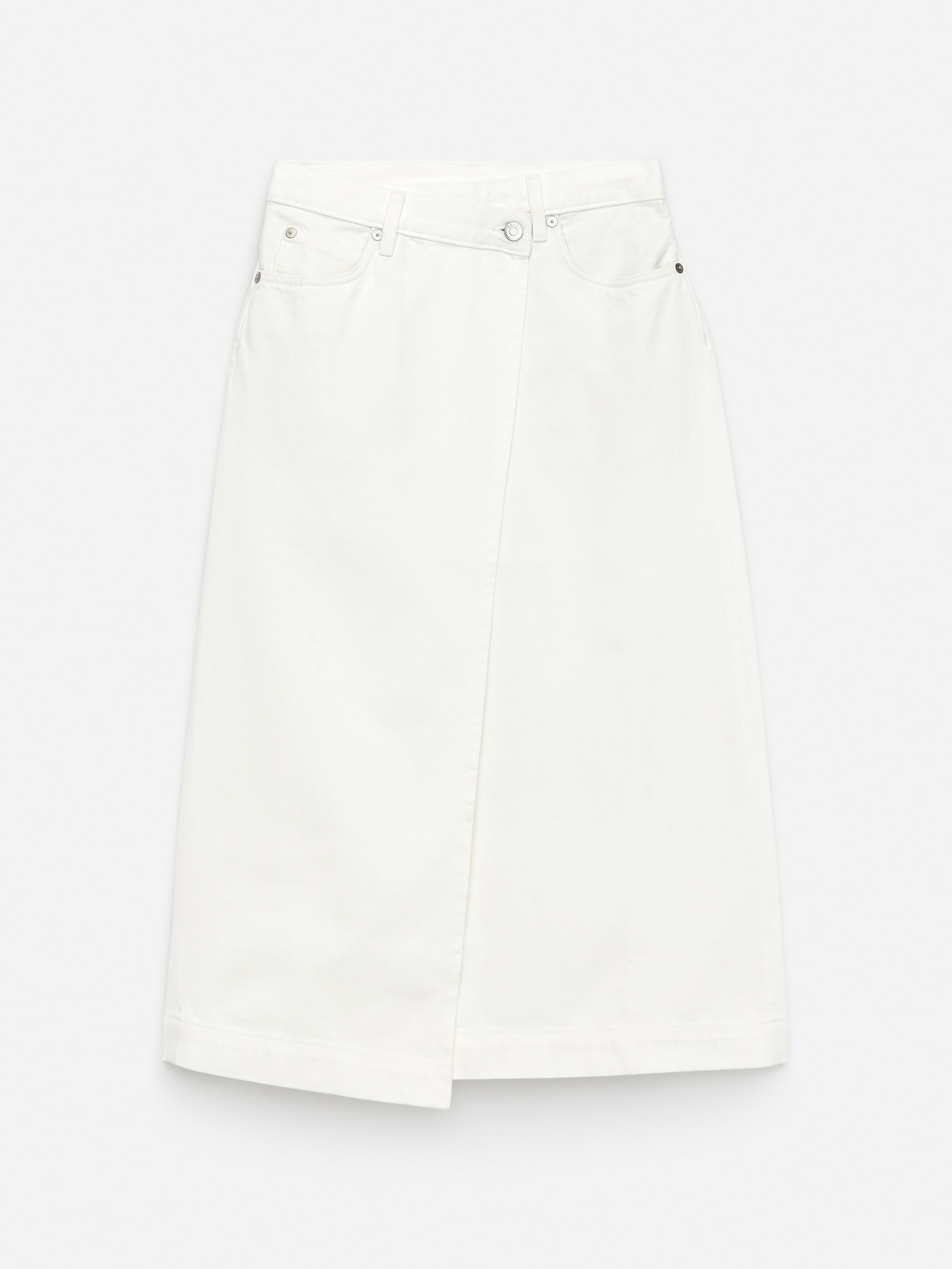 Denimová zavinovací sukně - White/Khaki zelená/Modrá