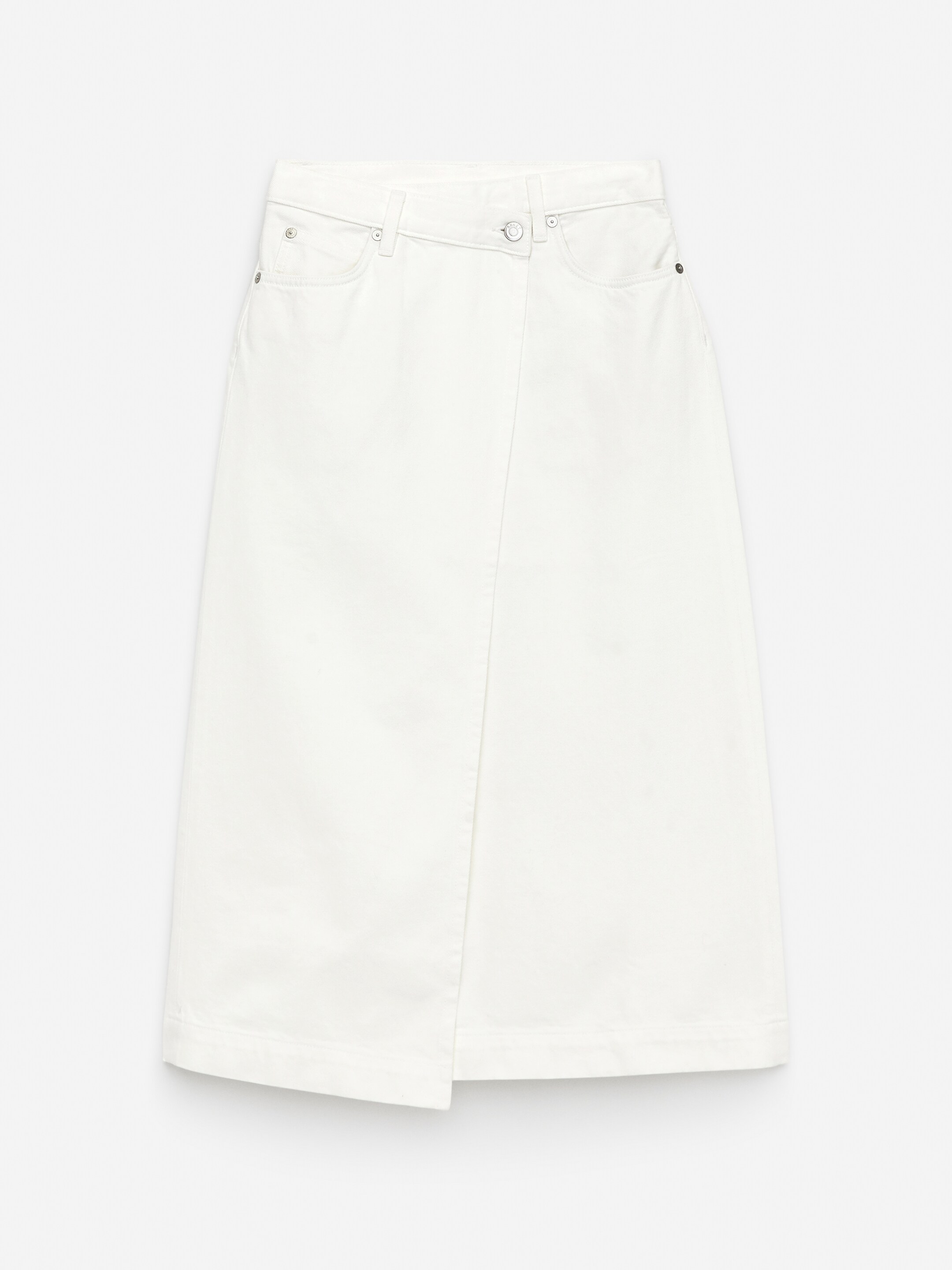 Vezi imaginea mai mare: Fustă din denim cu închidere tip wrap - Alb - FEMEI | H&M RO 5