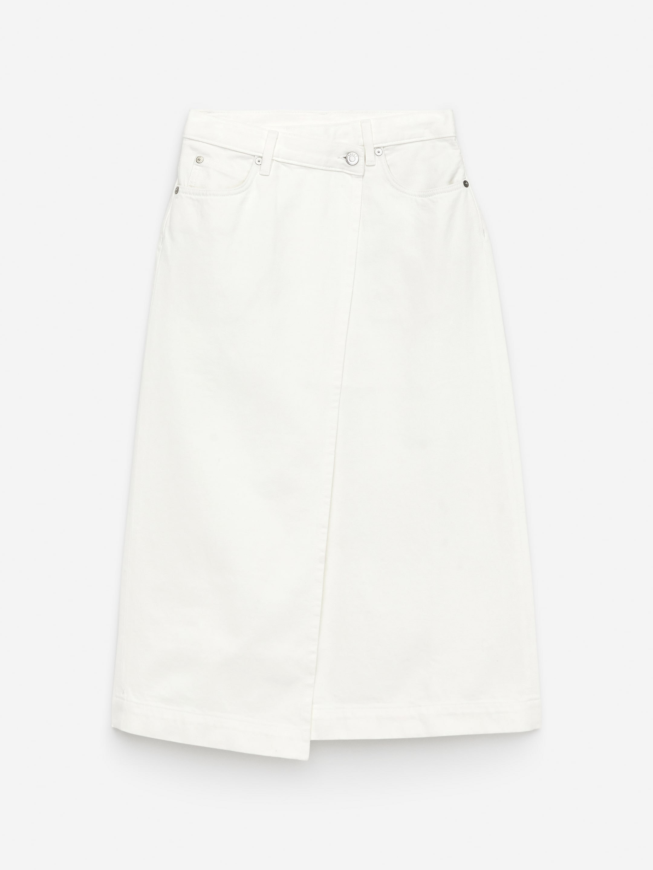 Denim Wrap Skirt-#F4F3E9-15509