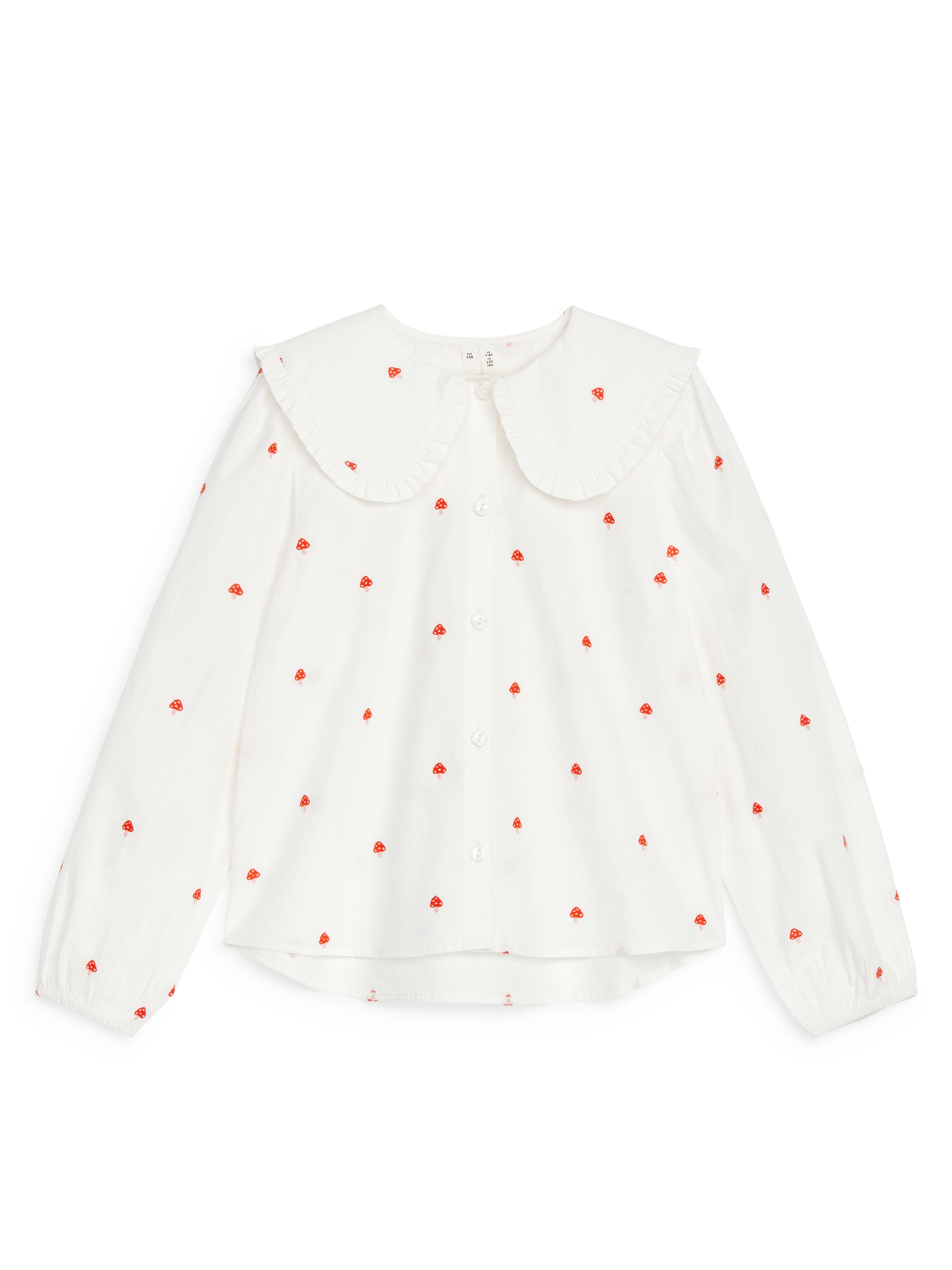 Zobacz większy obraz: Bluzka z falbaniastym kołnierzykiem - Biały/Grzybki - Dziecko | H&M PL 1