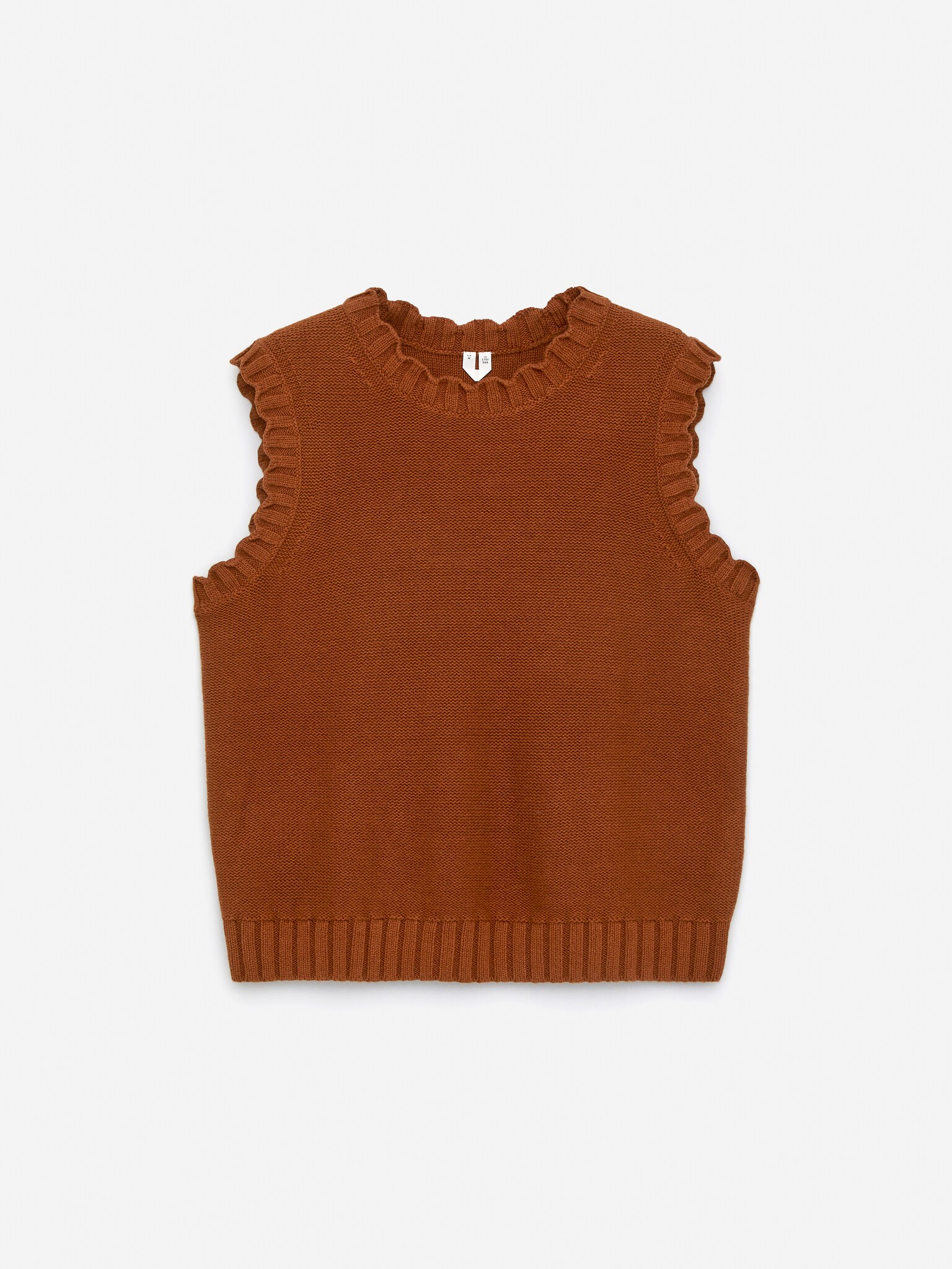 Gilet en maille à bords festonnés - Rouille - 2