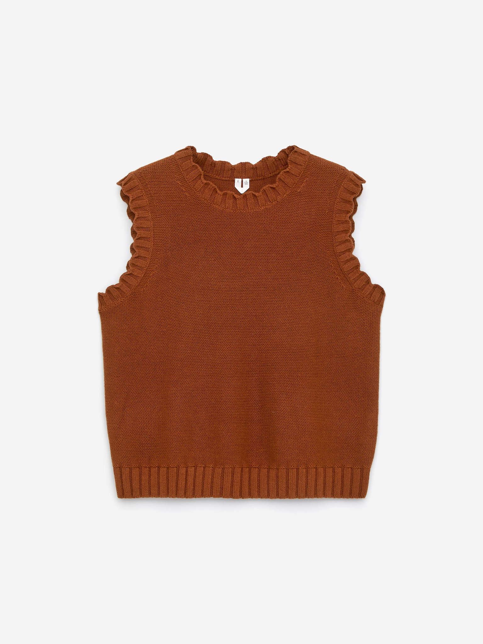Scallop-Edge Knitted Vest - Rust - 2