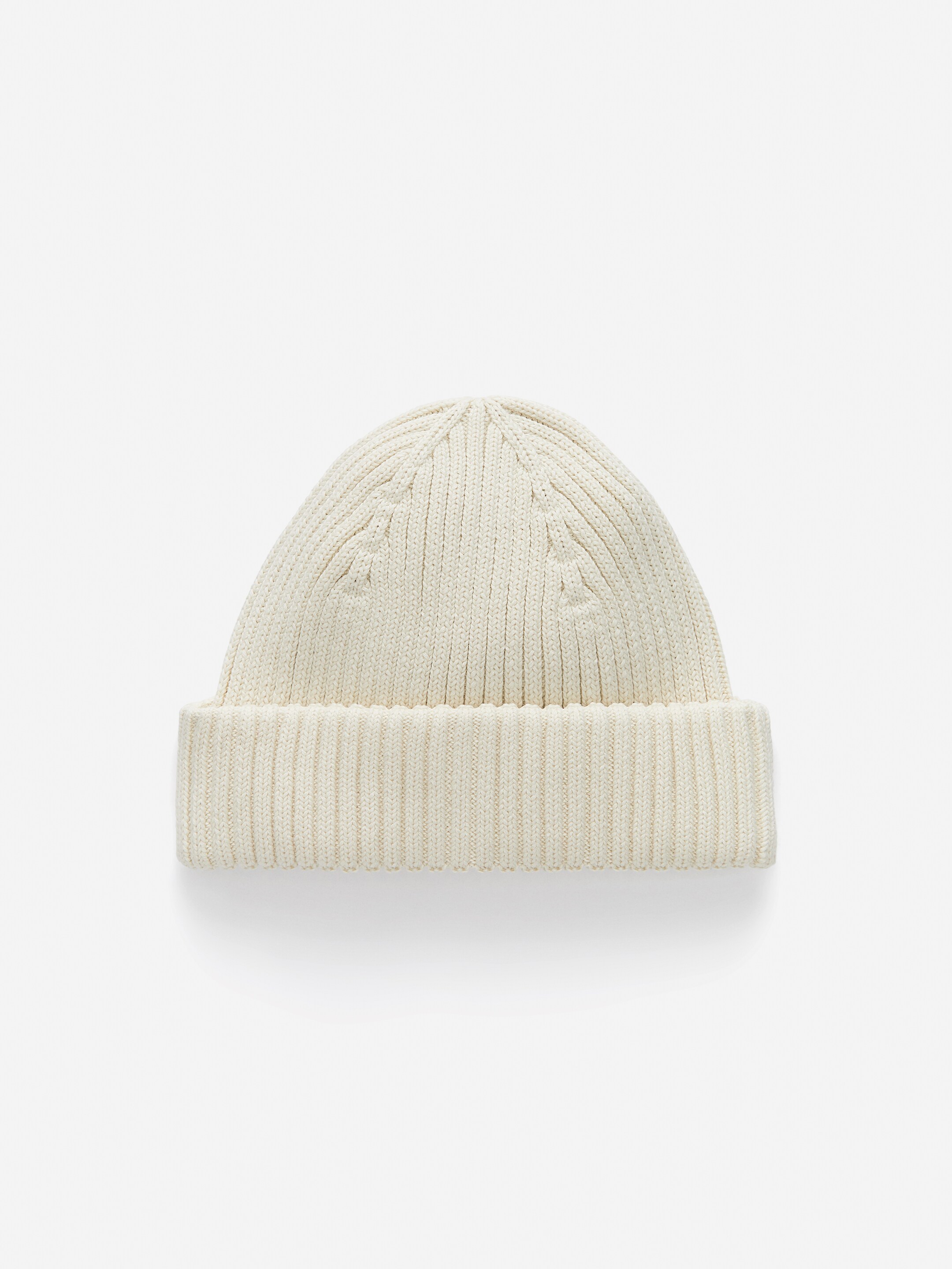 Ribbed Cotton Beanie-#EEEDE4-15899