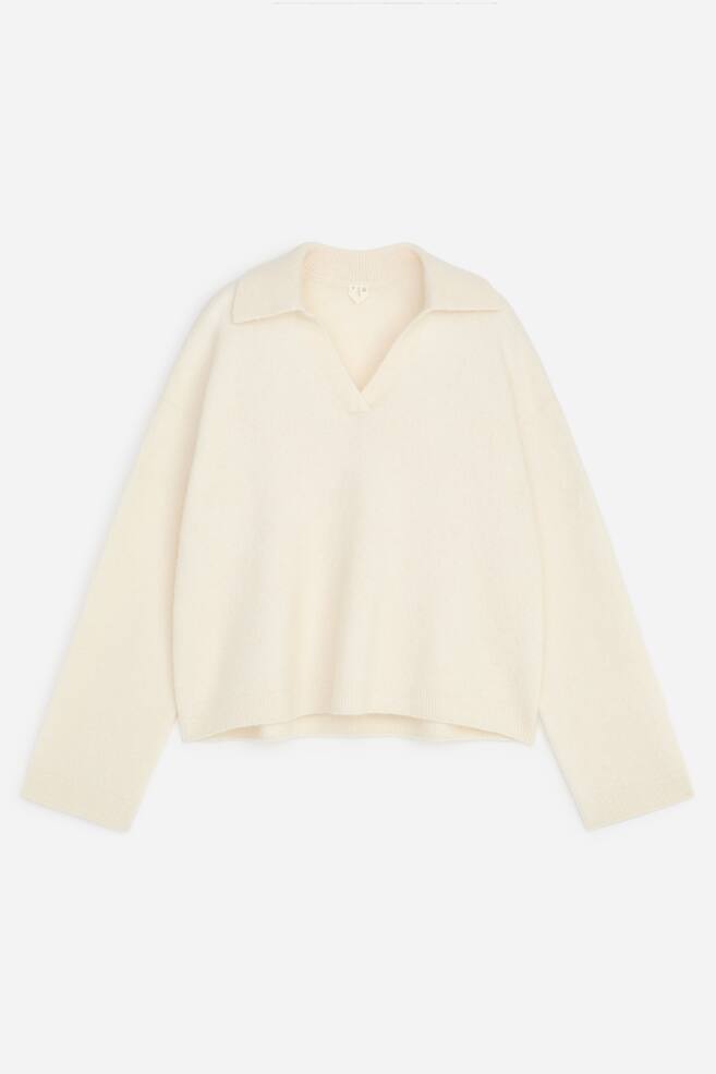 Alpaca-Wool Blend Jumper - Off White/Grey Melange - 1