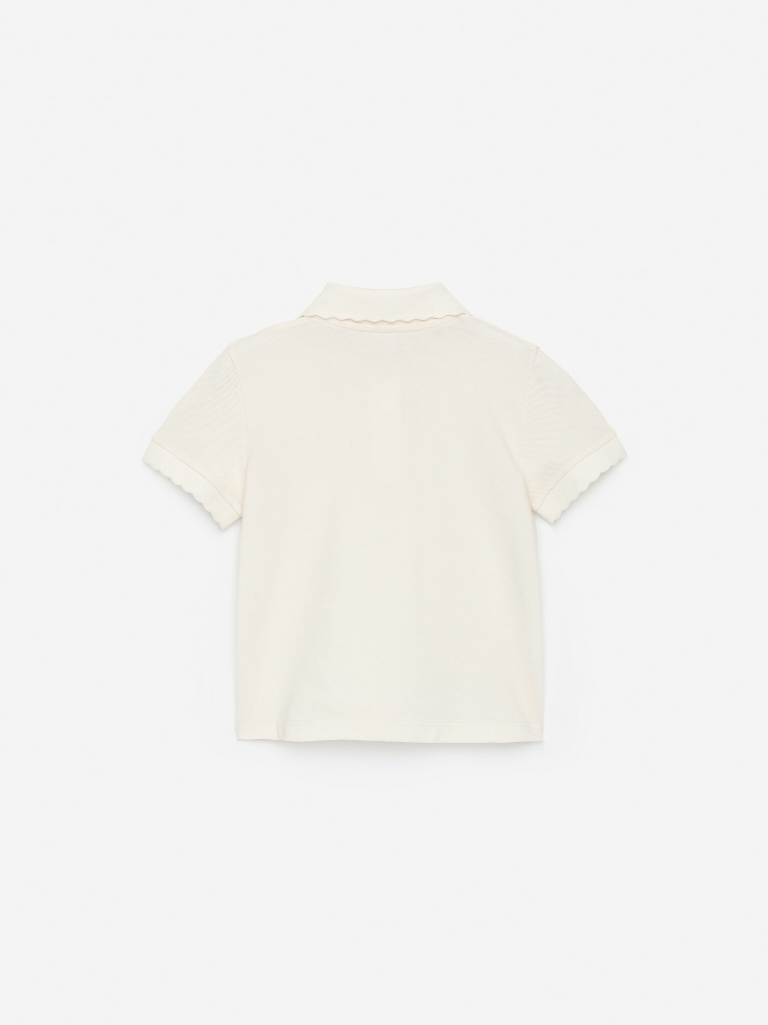 Scallop Edge Polo Shirt - Off White - 3