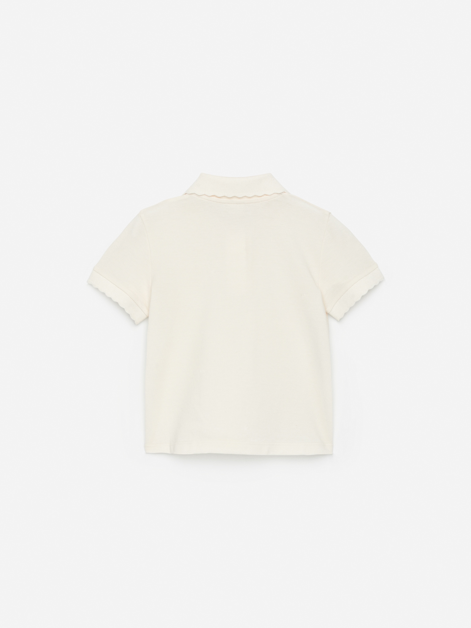 Poloshirt met geschulpte randen - Off White/Pink - 3