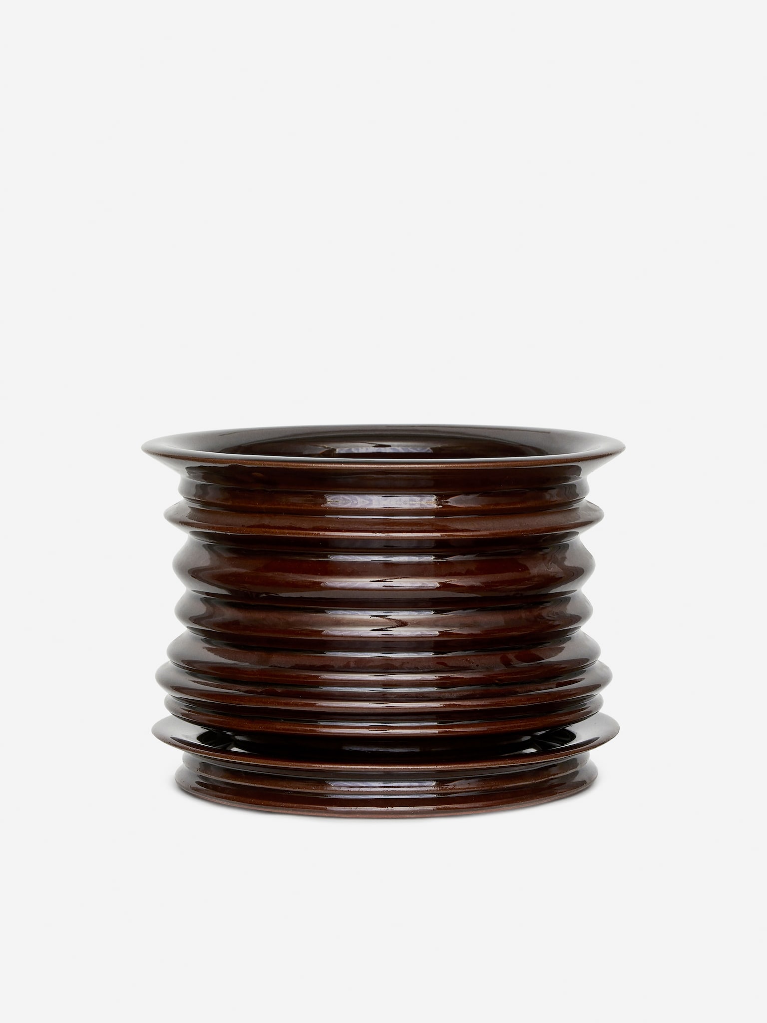 Portavaso in ceramica da 22 cm - Marrone scuro