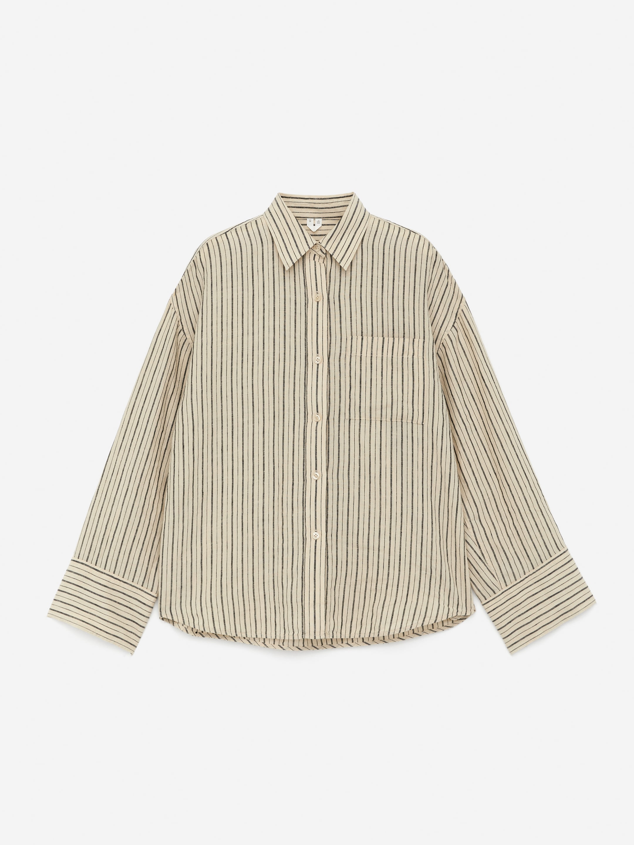 Linen Shirt - Beige/Black - Regular fit - Women - StillMedia/DescriptiveStillLife - 2