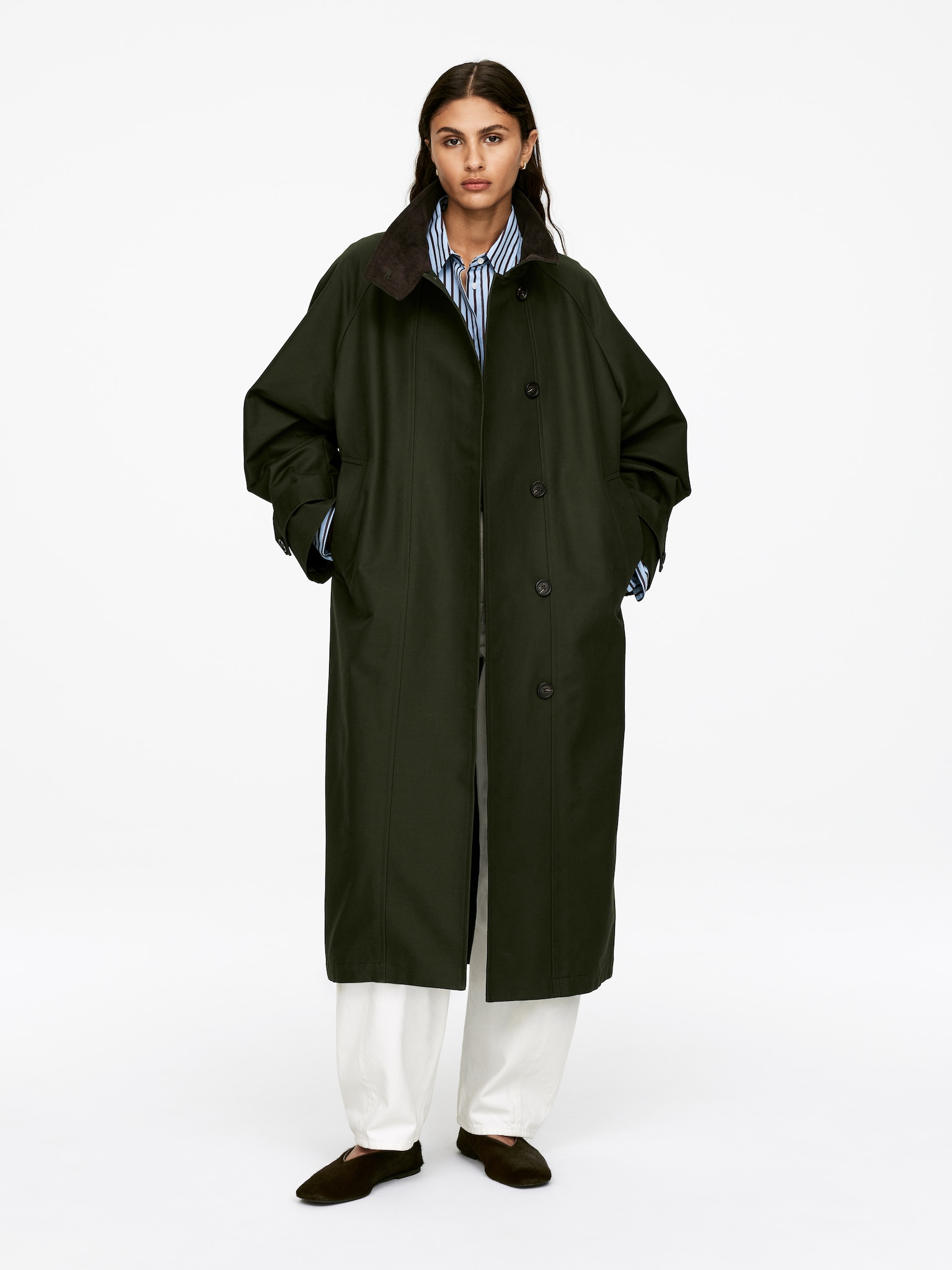 Long Cotton Coat - Verde scuro
