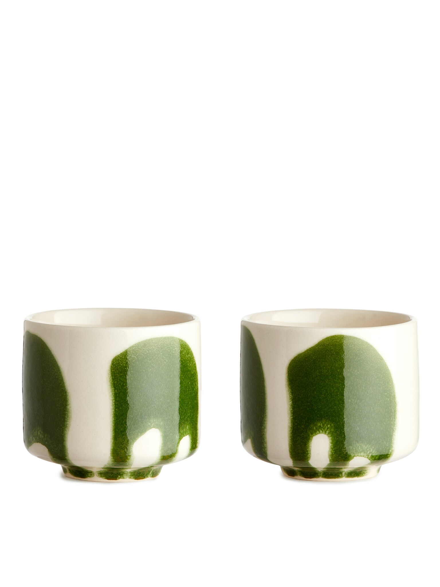 Sada 2 kameninových šálků - White/Green/Růžový splash/Modrá/Bílá/Modrá/Bílá/Off White/Blue Splash/Modrá kostka