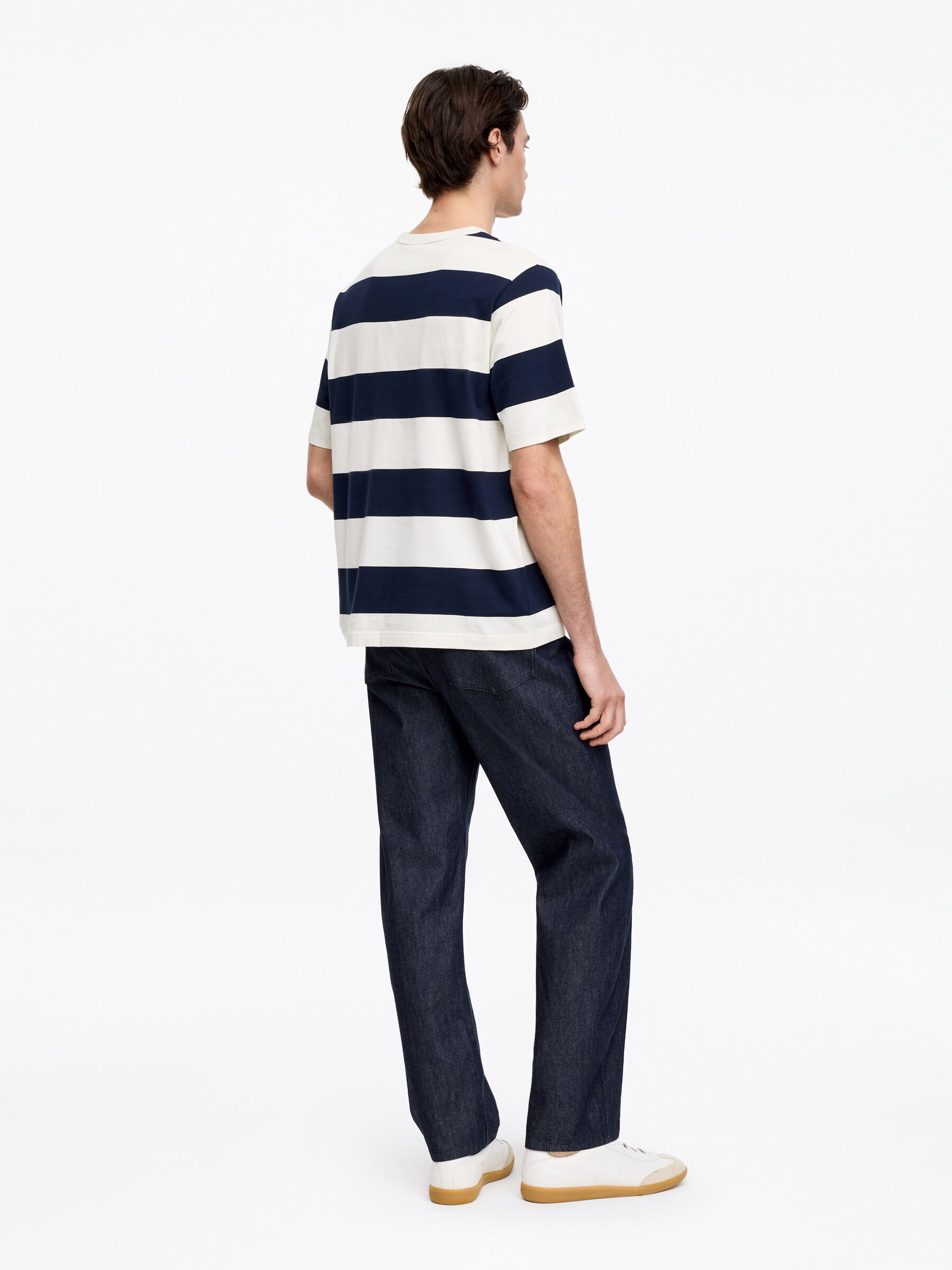 Luźny bawełniany T-shirt - Niebieski/biały - Fason swobodny - Men - StillMedia/Lookbook - 5