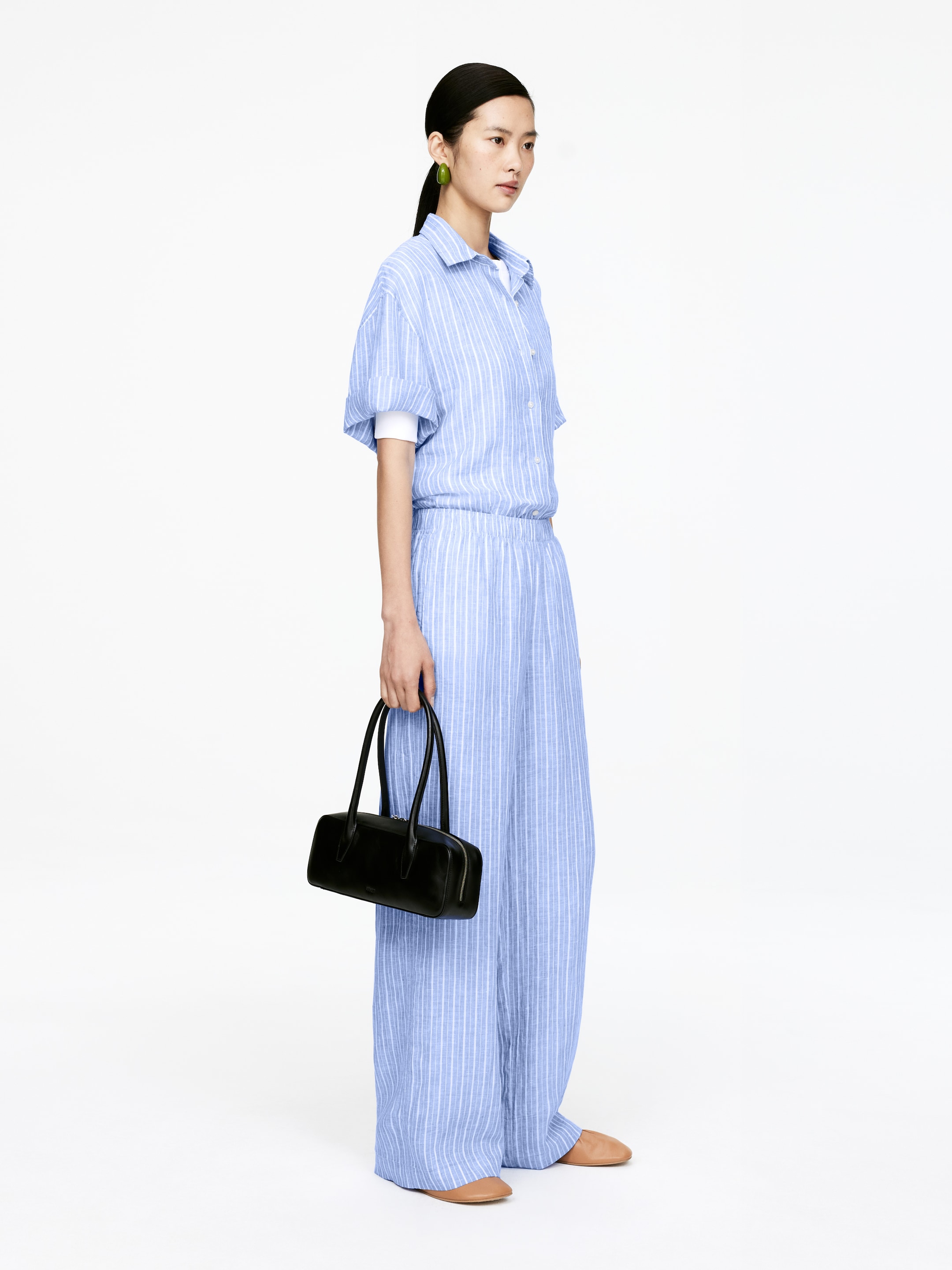 Grotere afbeelding bekijken: Linen Trousers - Blue/White - DAMES | H&M BE 3
