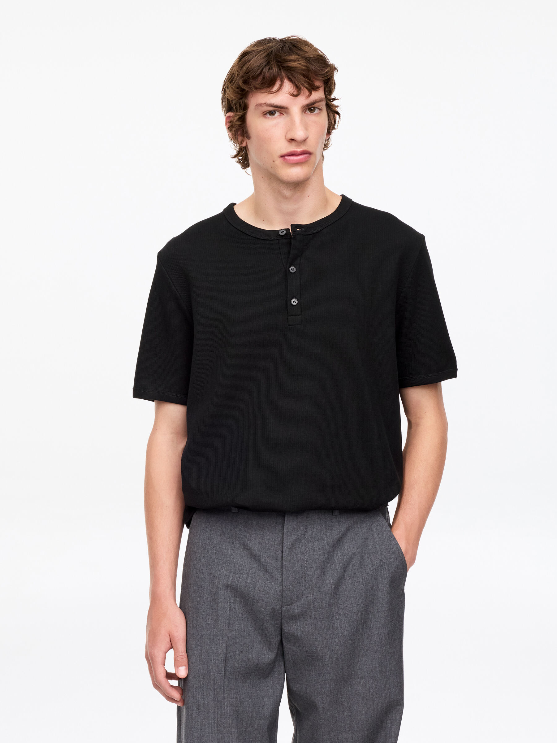 Short-Sleeve Henley Shirt-#272627-19728