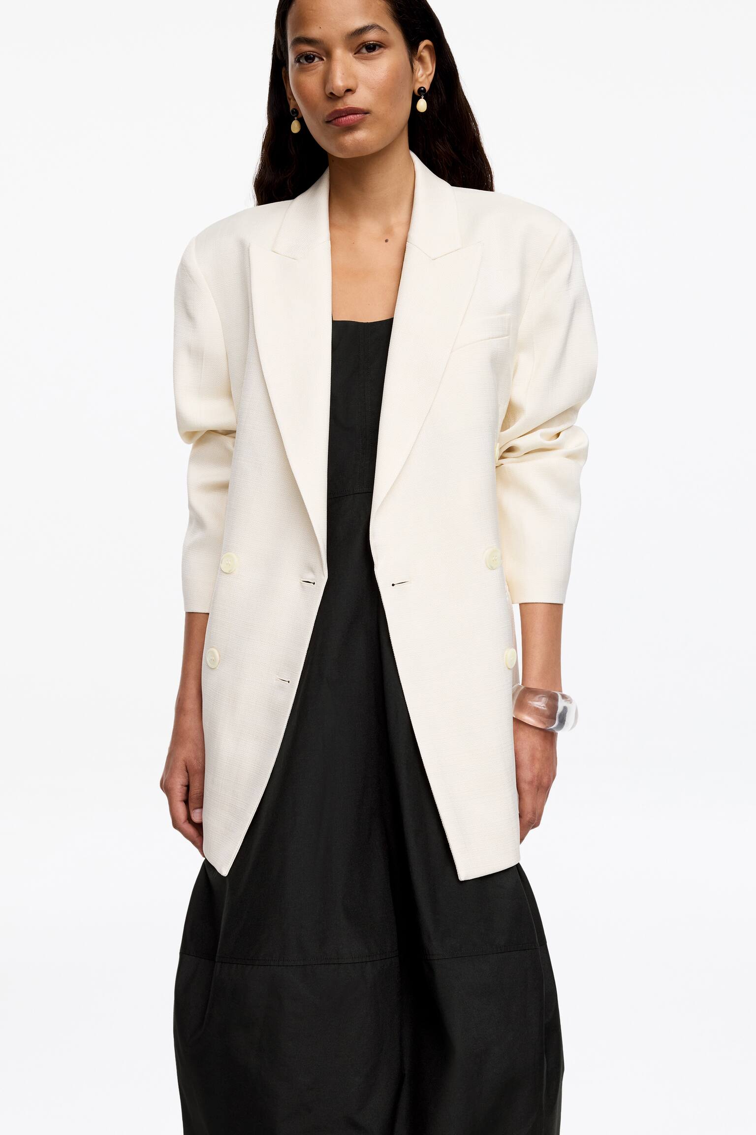 Tøndeformet taftkjole - Sort - 4