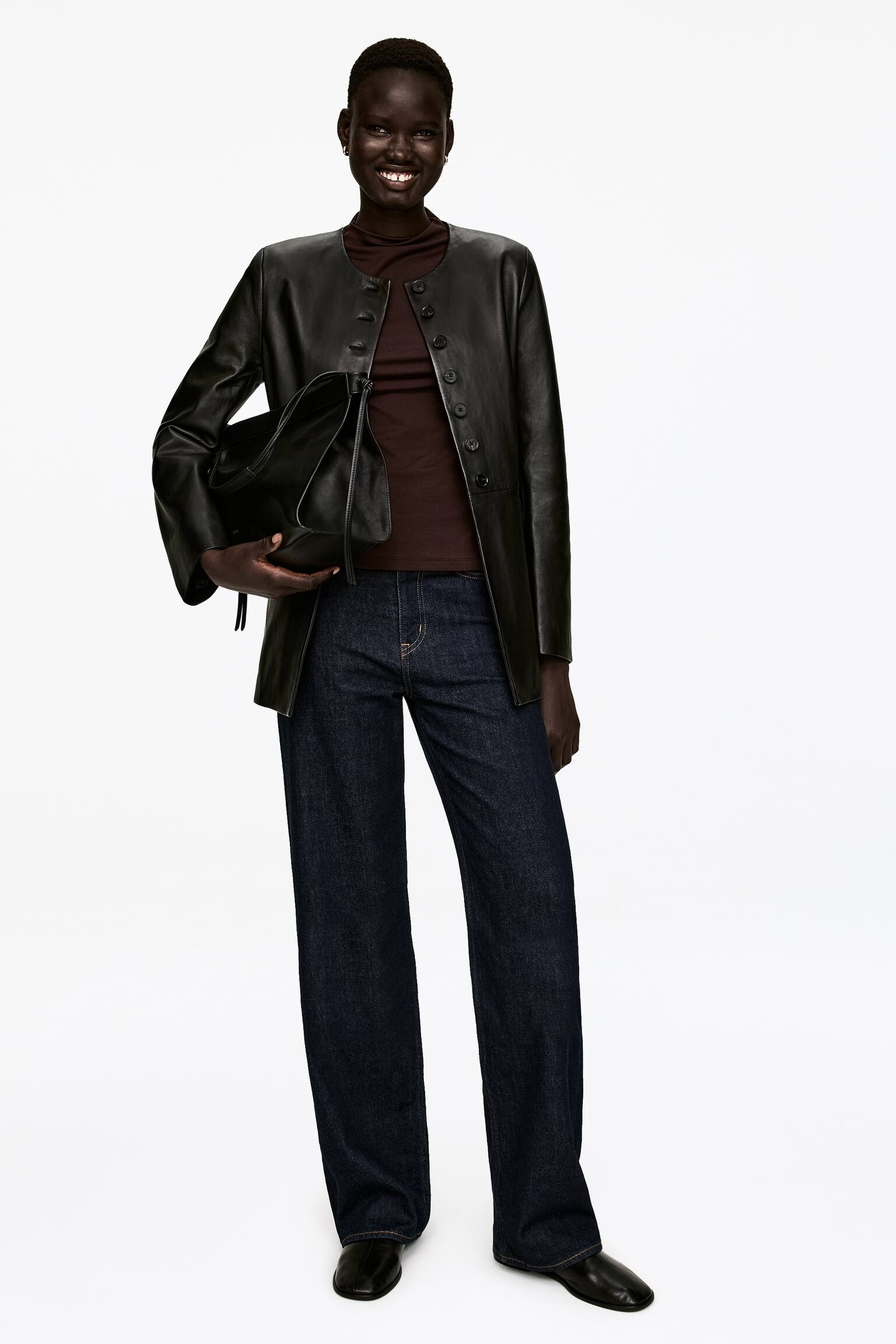 Maglia con collo a lupetto e lavorazione a coste - Marrone - 4