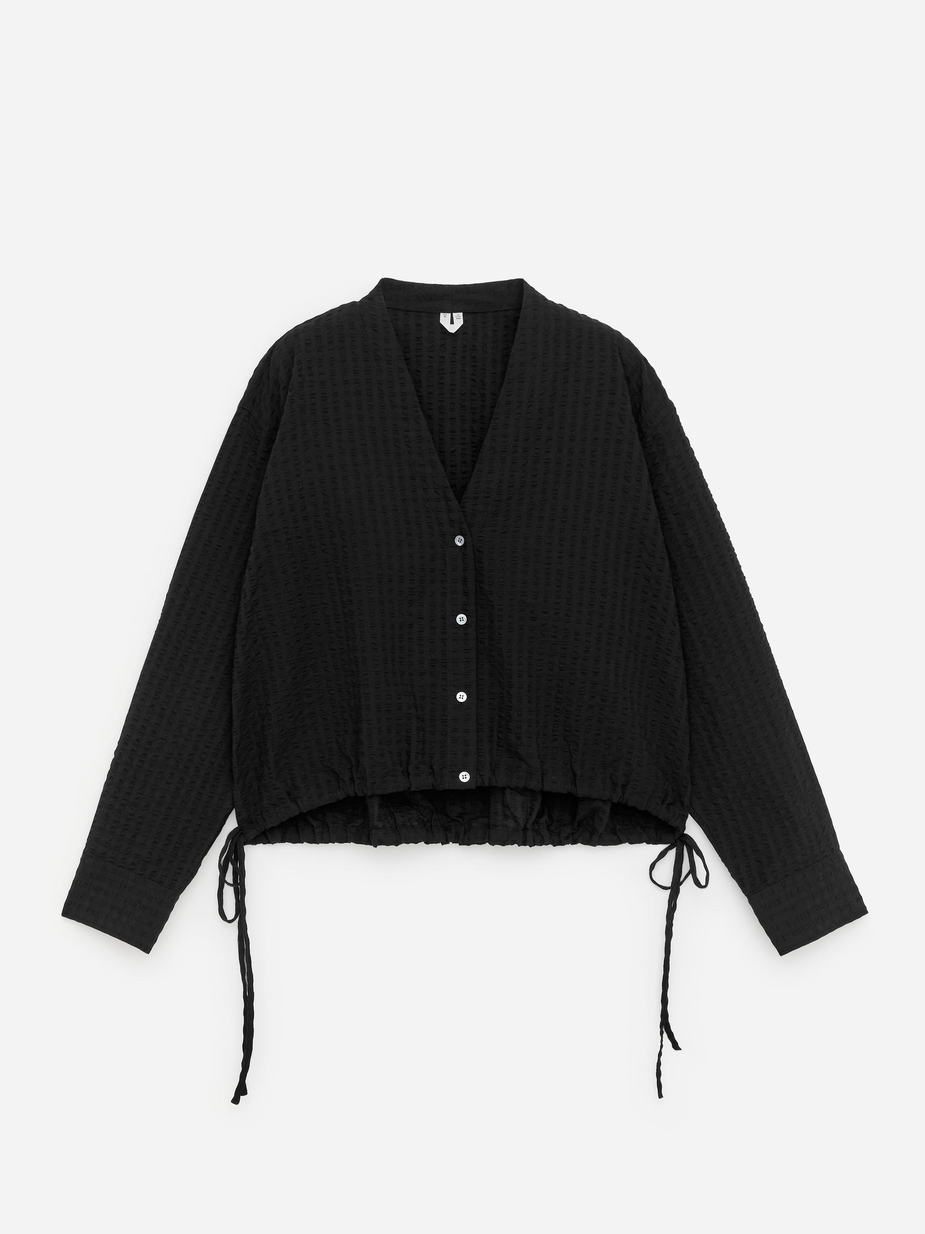 Seersucker Top-Black-18302