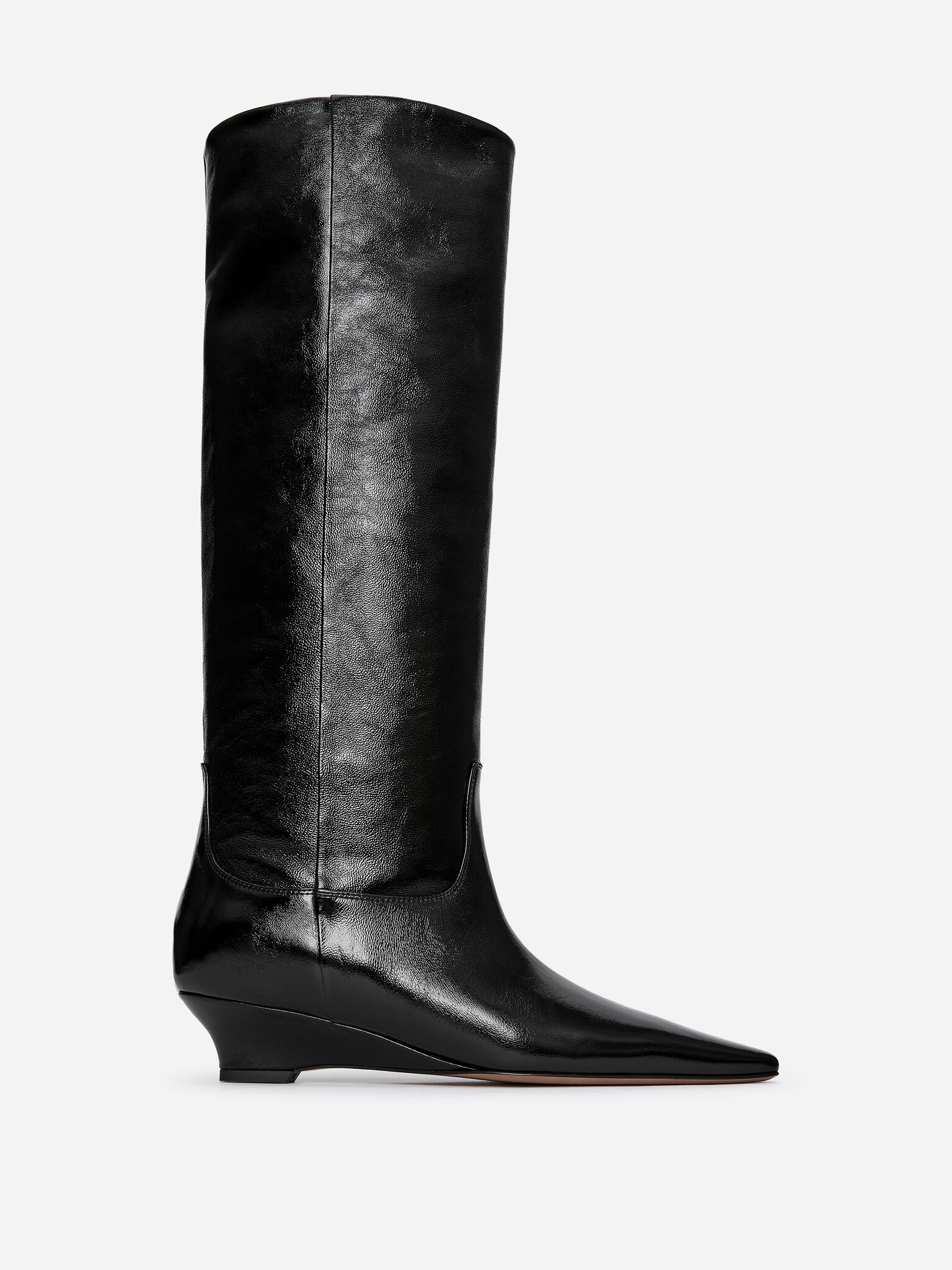Glossy Leather Boots - Black