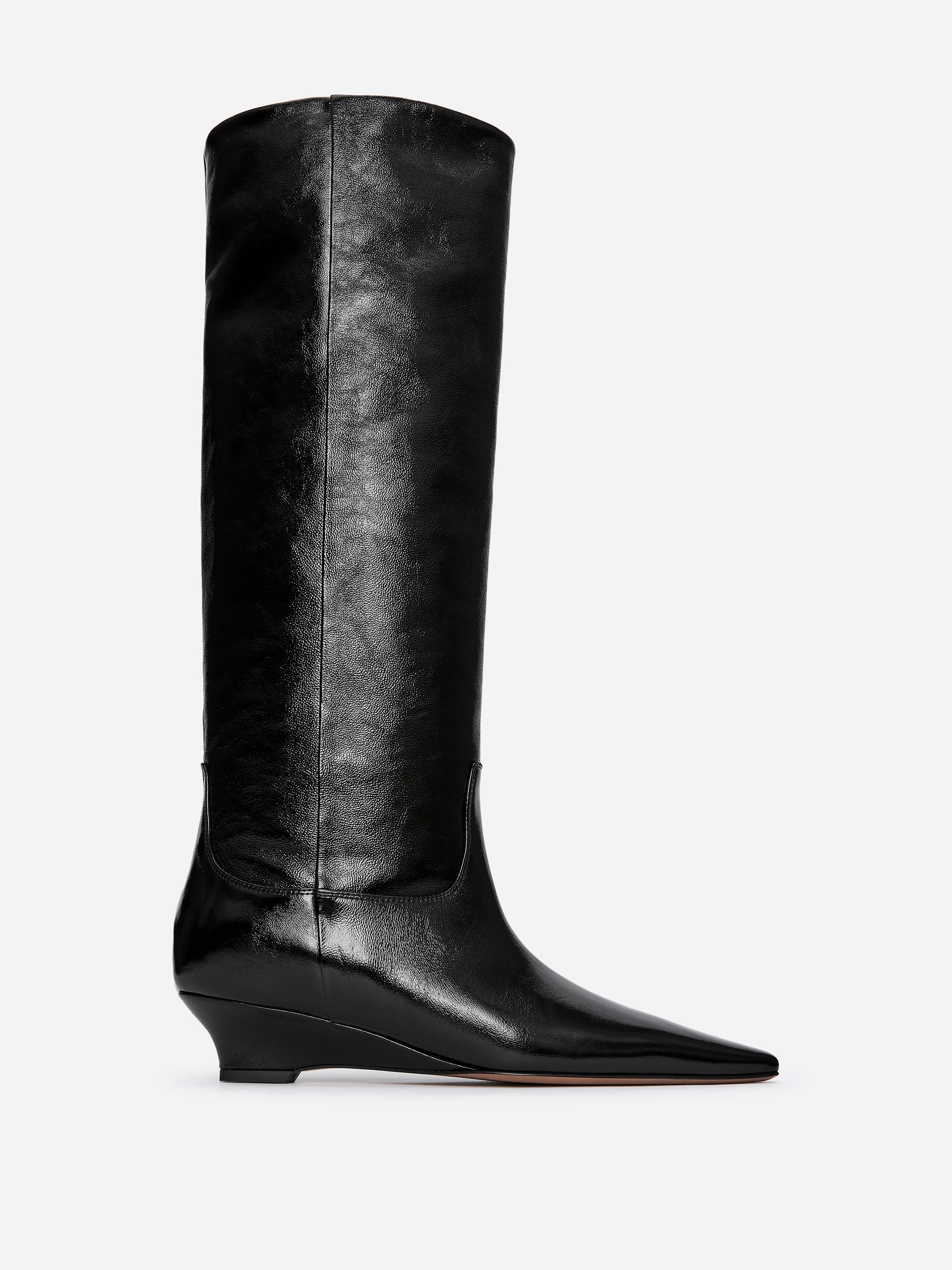 Glossy Leather Boots-#272627-17227