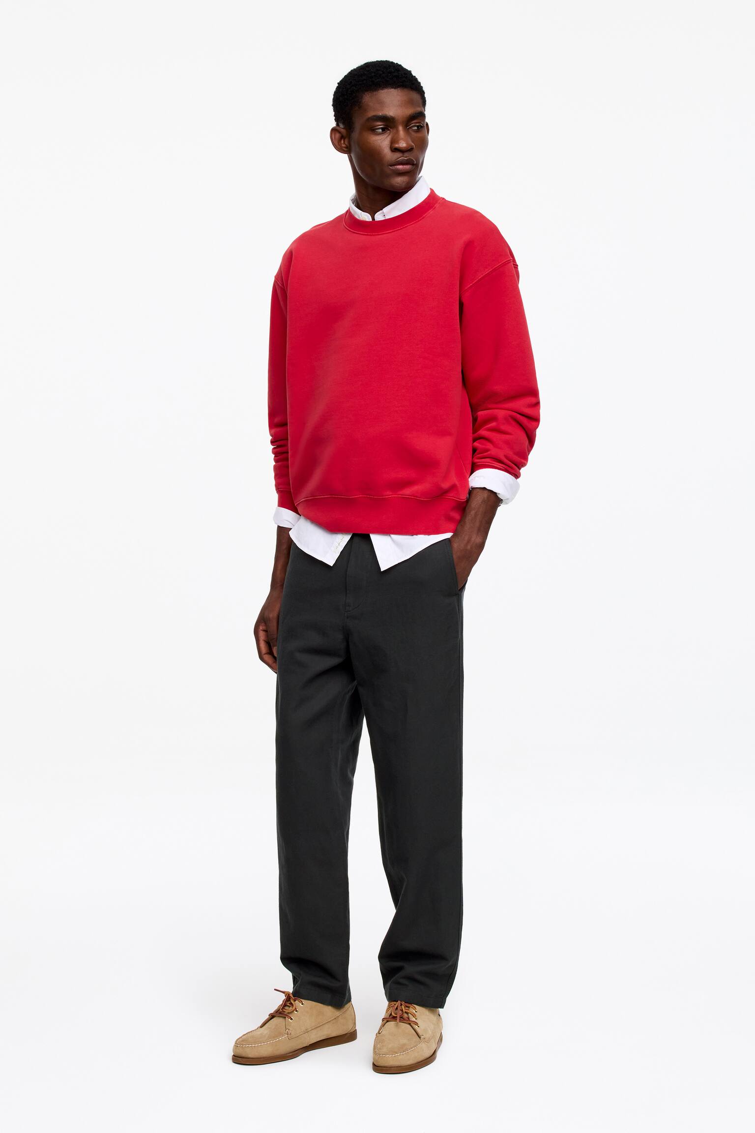 Pantaloni in misto lino-Nero - 3