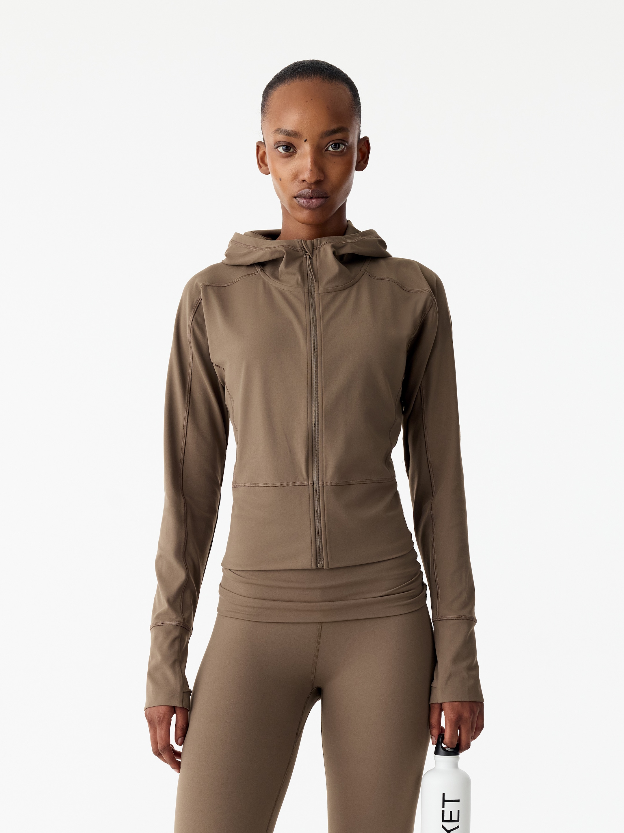 Active Zip Jacket Hoodie-Beige-21189