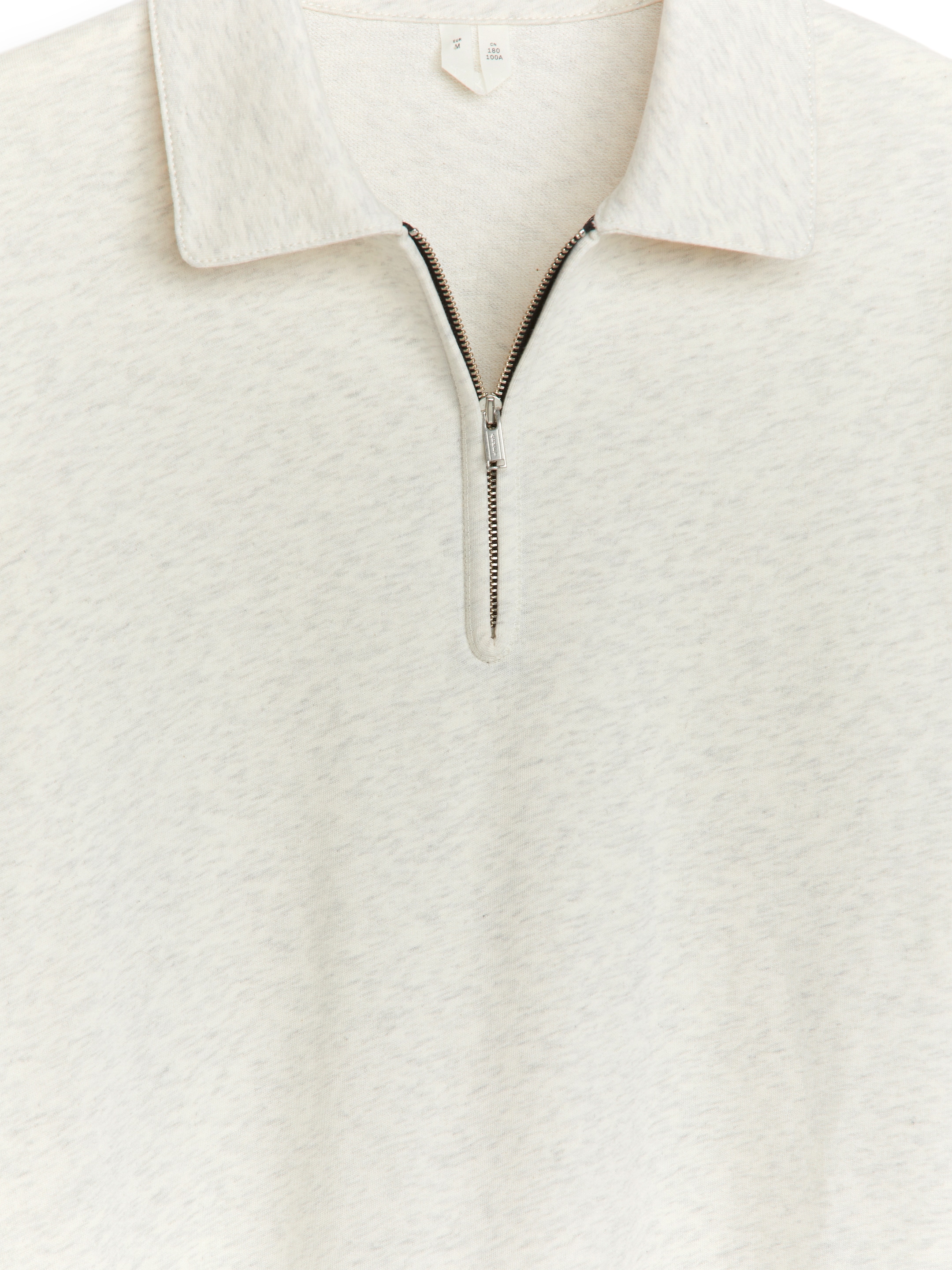 Pikétröja med dragkedja - Beigemelerad - Regular fit - Men - StillMedia/DescriptiveDetail - 1