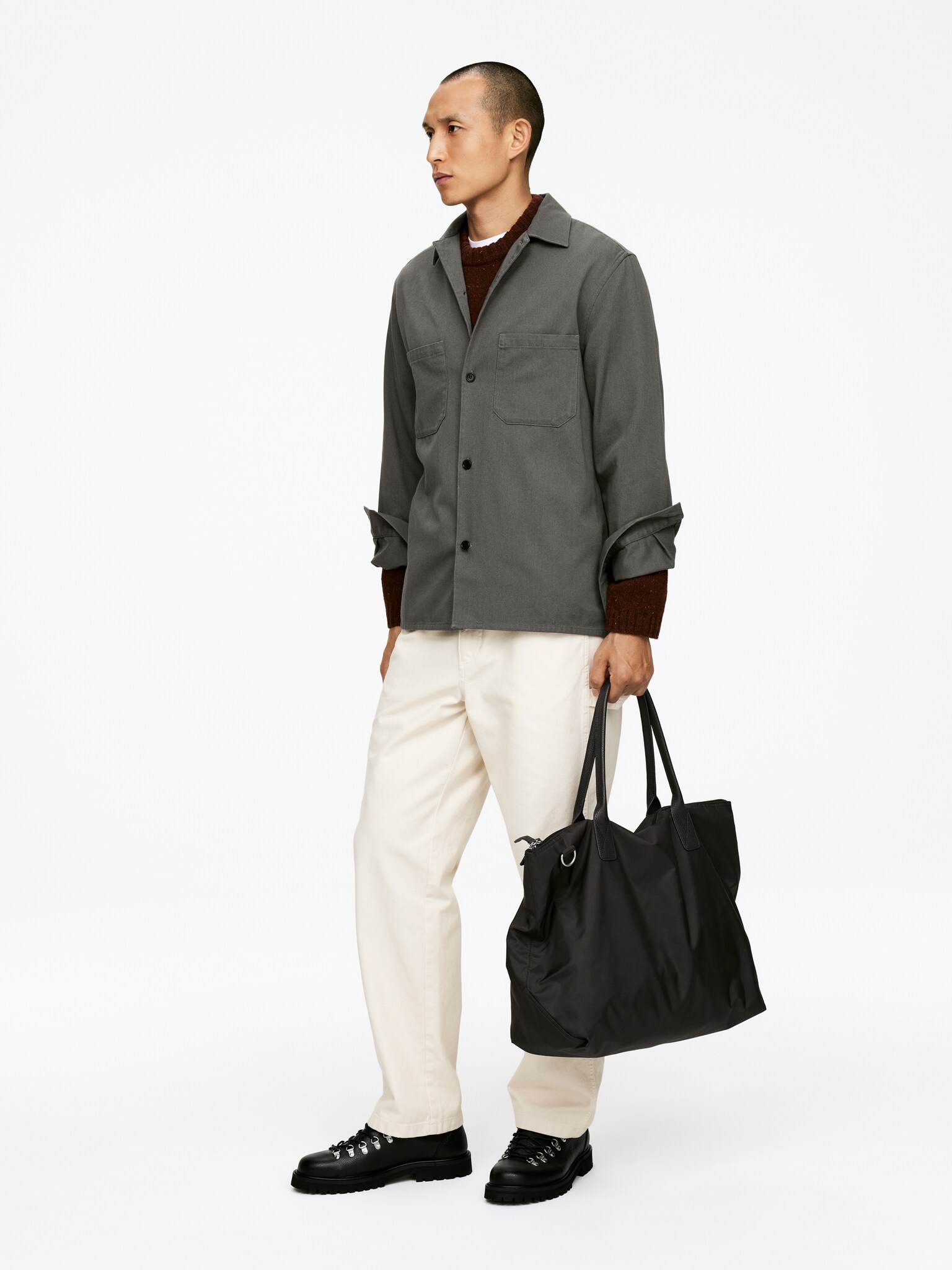 Surchemise en sergé de coton - gris/Bleu foncé/Pierre/Noir - 6