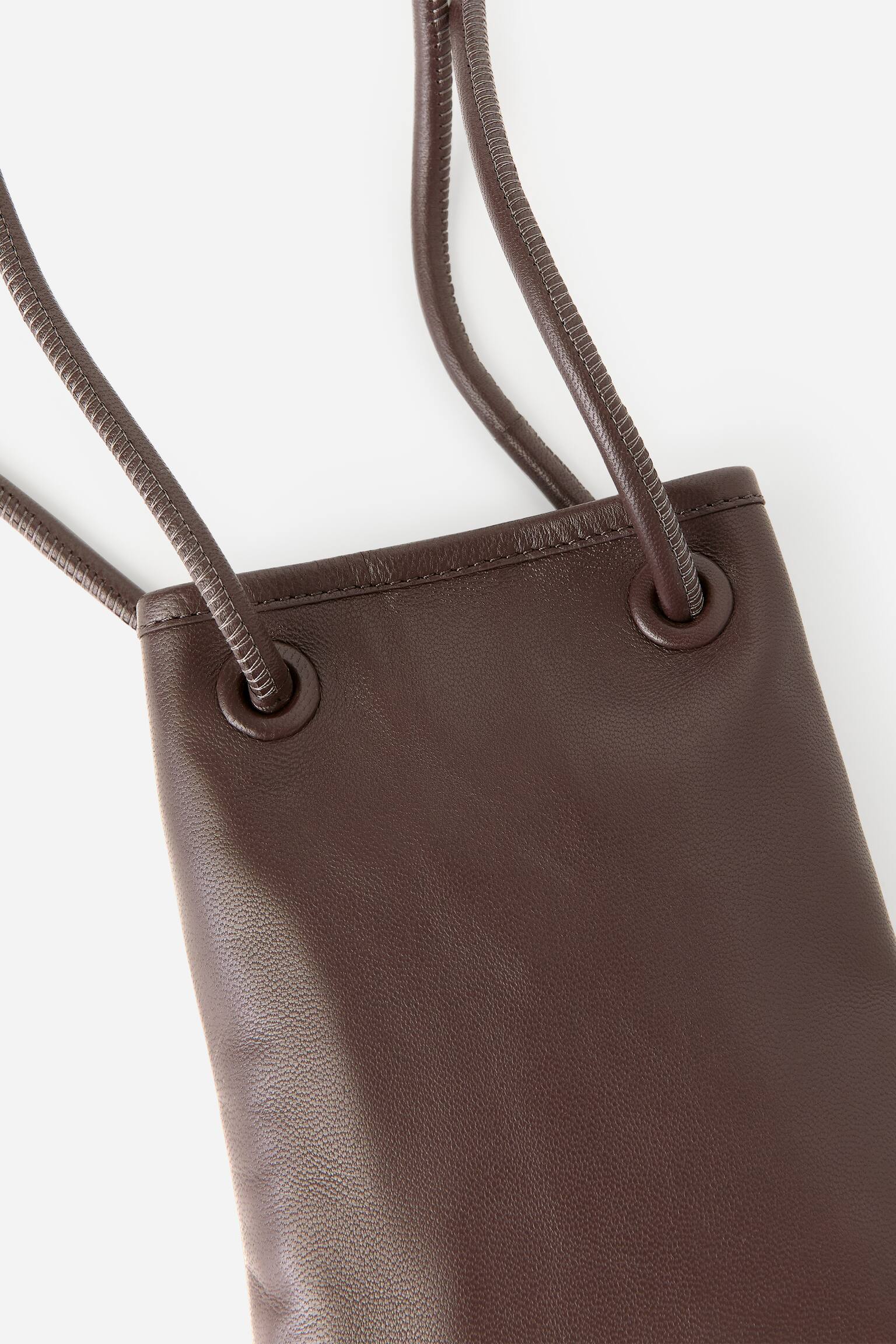 Crossbody-taske i læder - Mørkebrun/Beige - 3