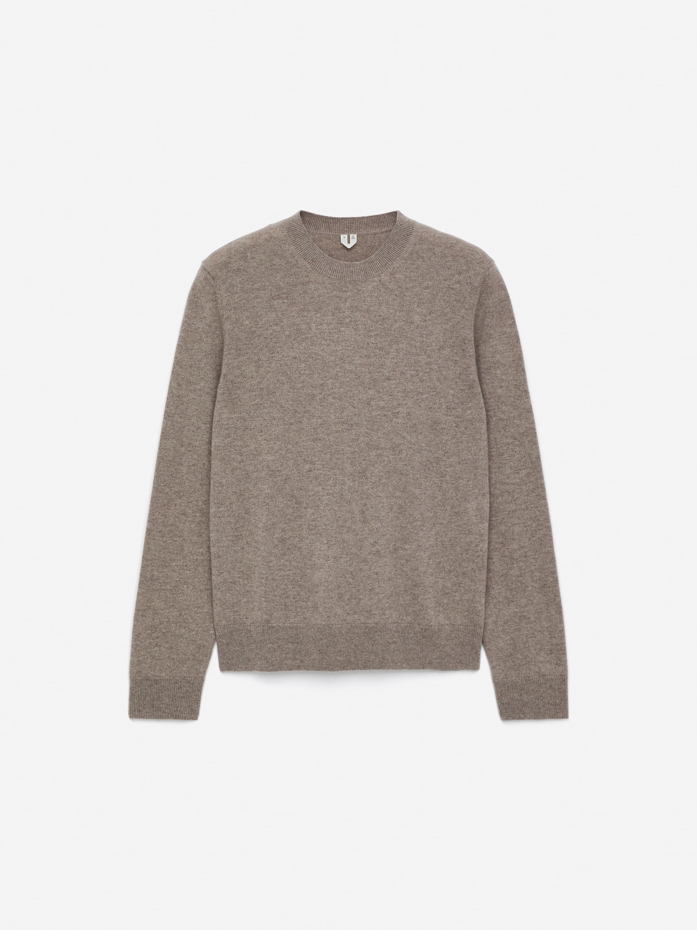 Trui met ronde hals van pure kasjmier - Beige gemêleerd/Donkerblauw/Bruin