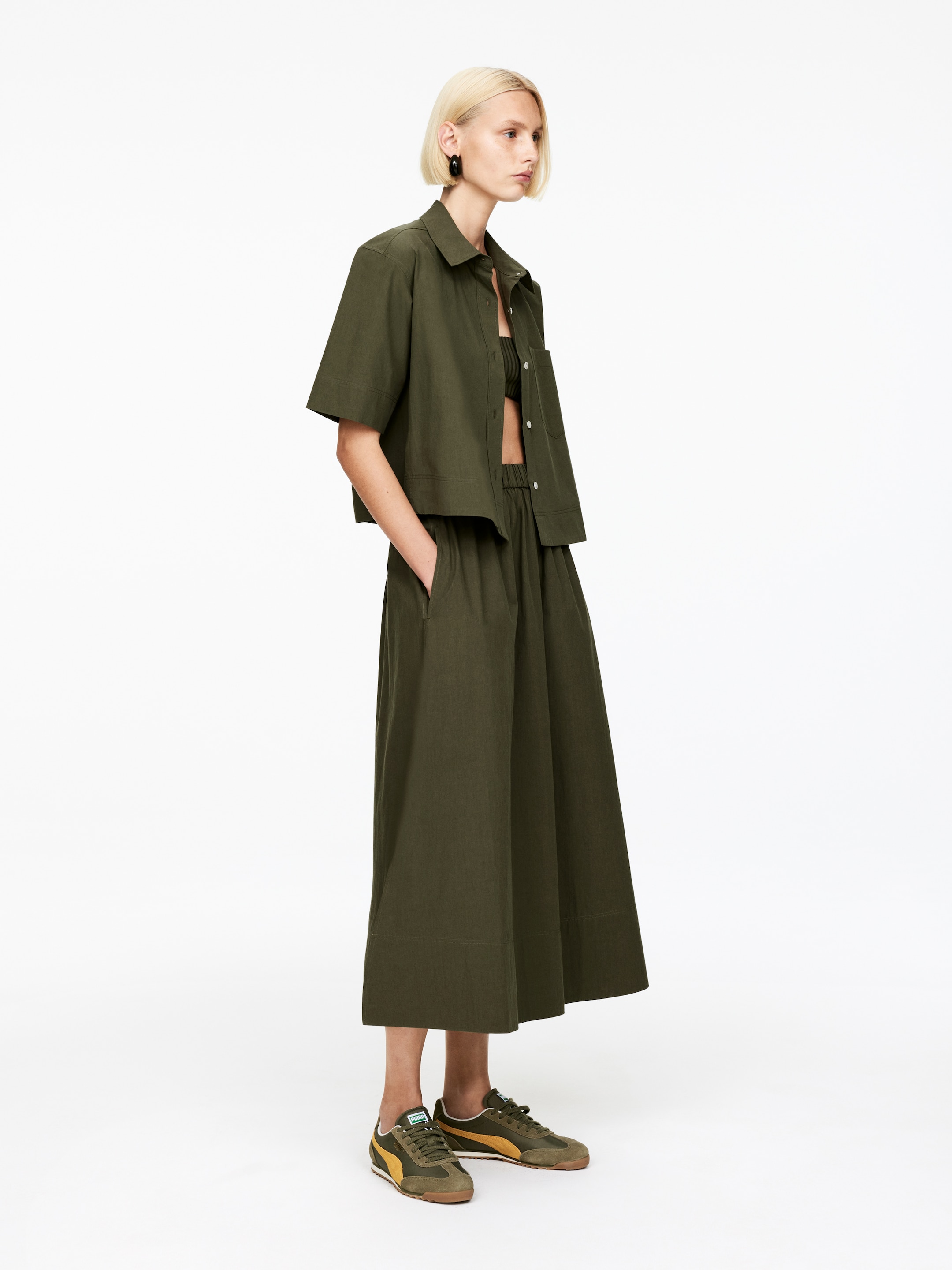 Visualizza immagine più grande: Camicia a maniche corte in cotone - Verde kaki scuro - DONNA | H&M IT 4
