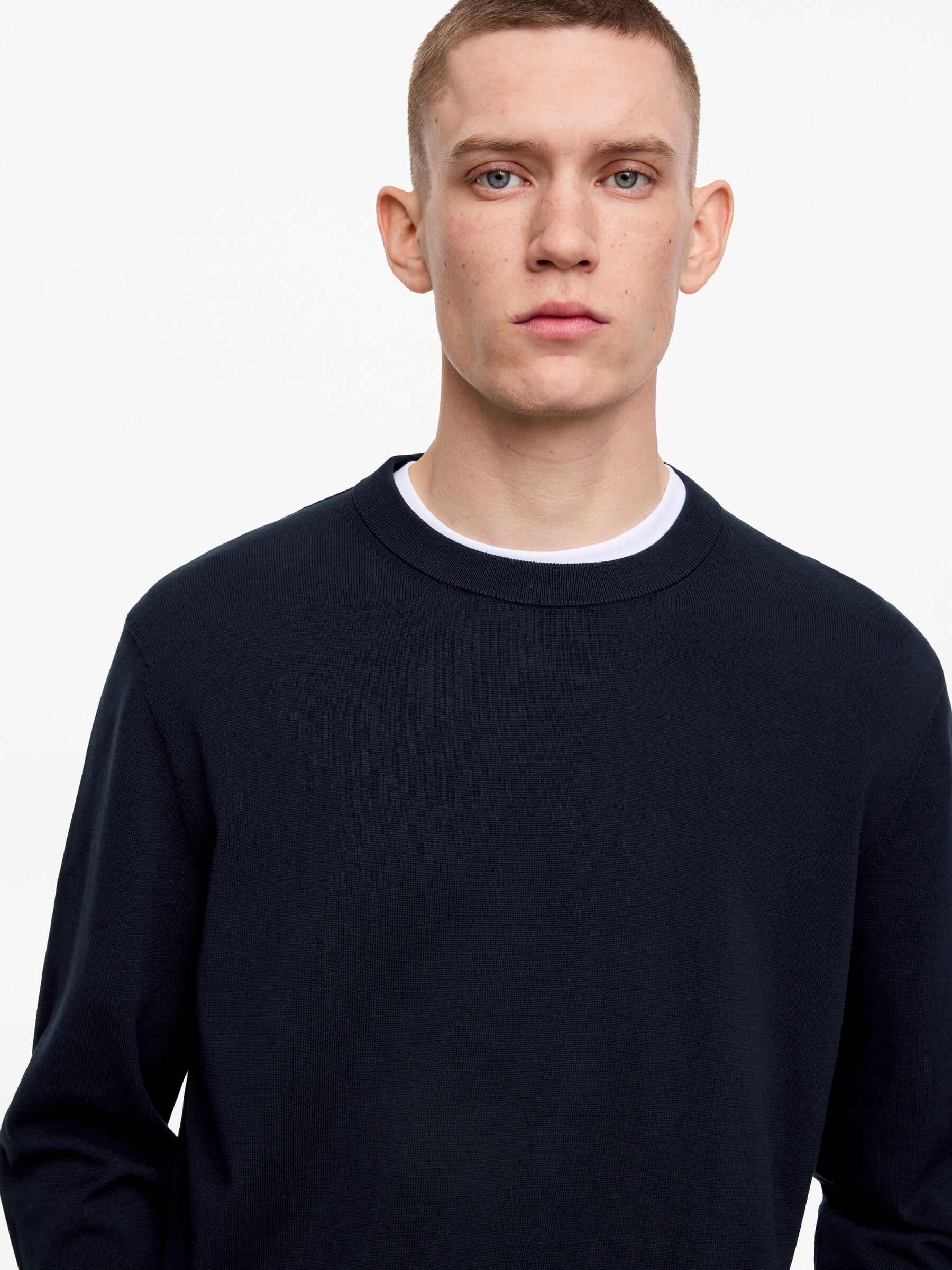 Lightweight Cotton Crewneck Jumper - Dunkelblau - Regular Fit - Herren - StillMedia/Lookbook - 5