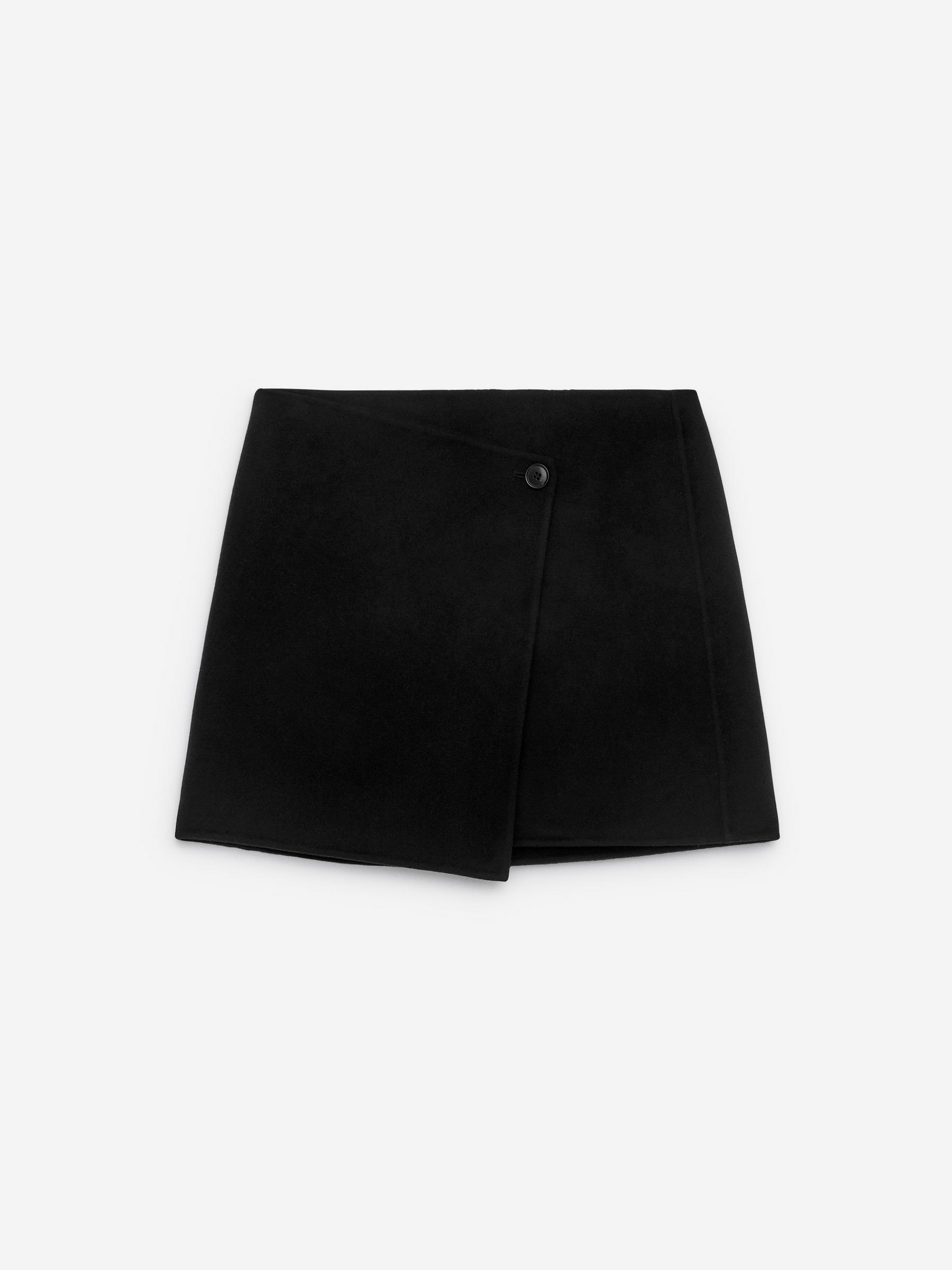Doublé Wool-Blend Skirt-Black-16266