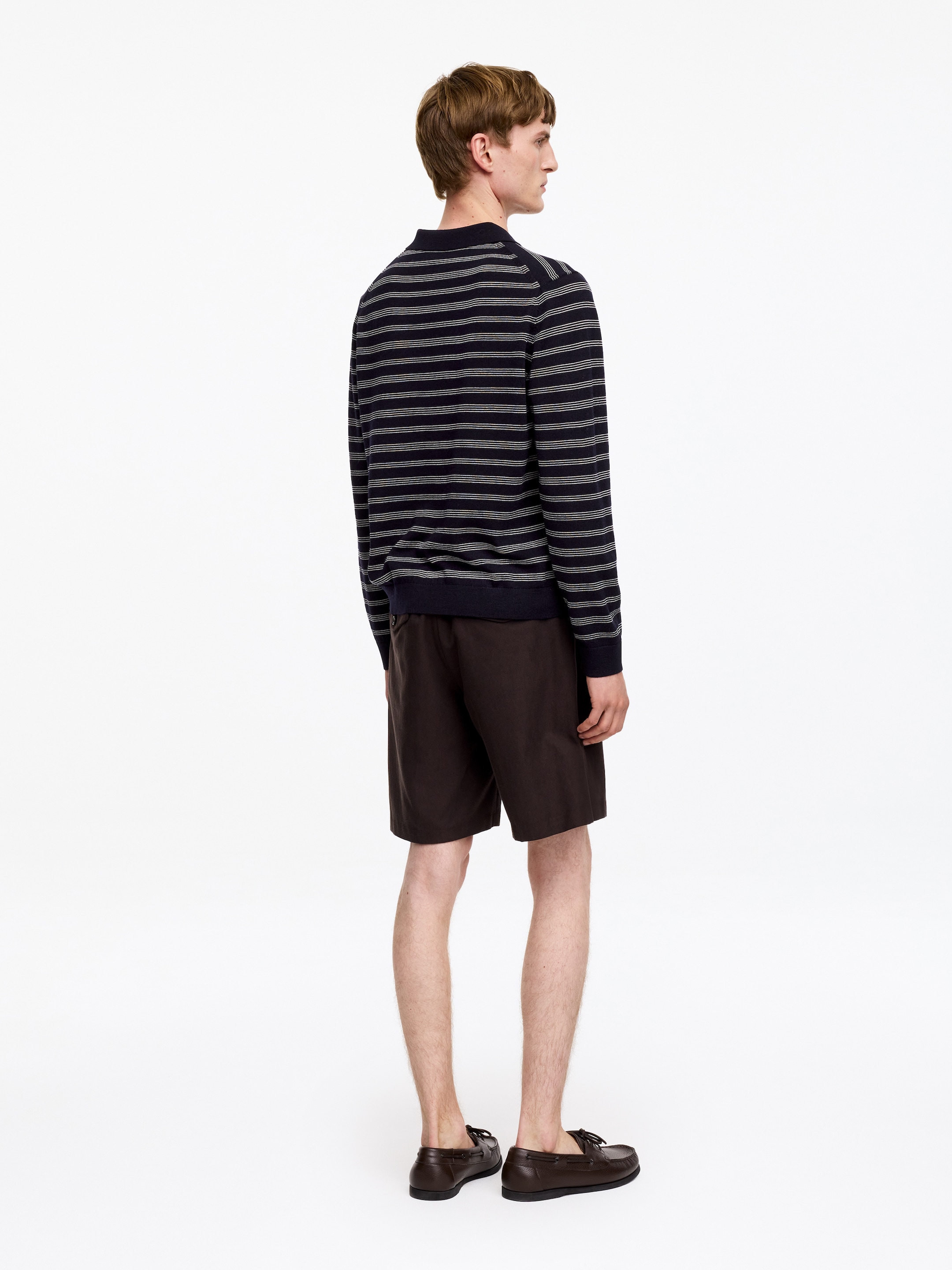 Maglione in stile polo in lana merino - Blu scuro/Bianco - Regular fit - Men - StillMedia/Lookbook - 4