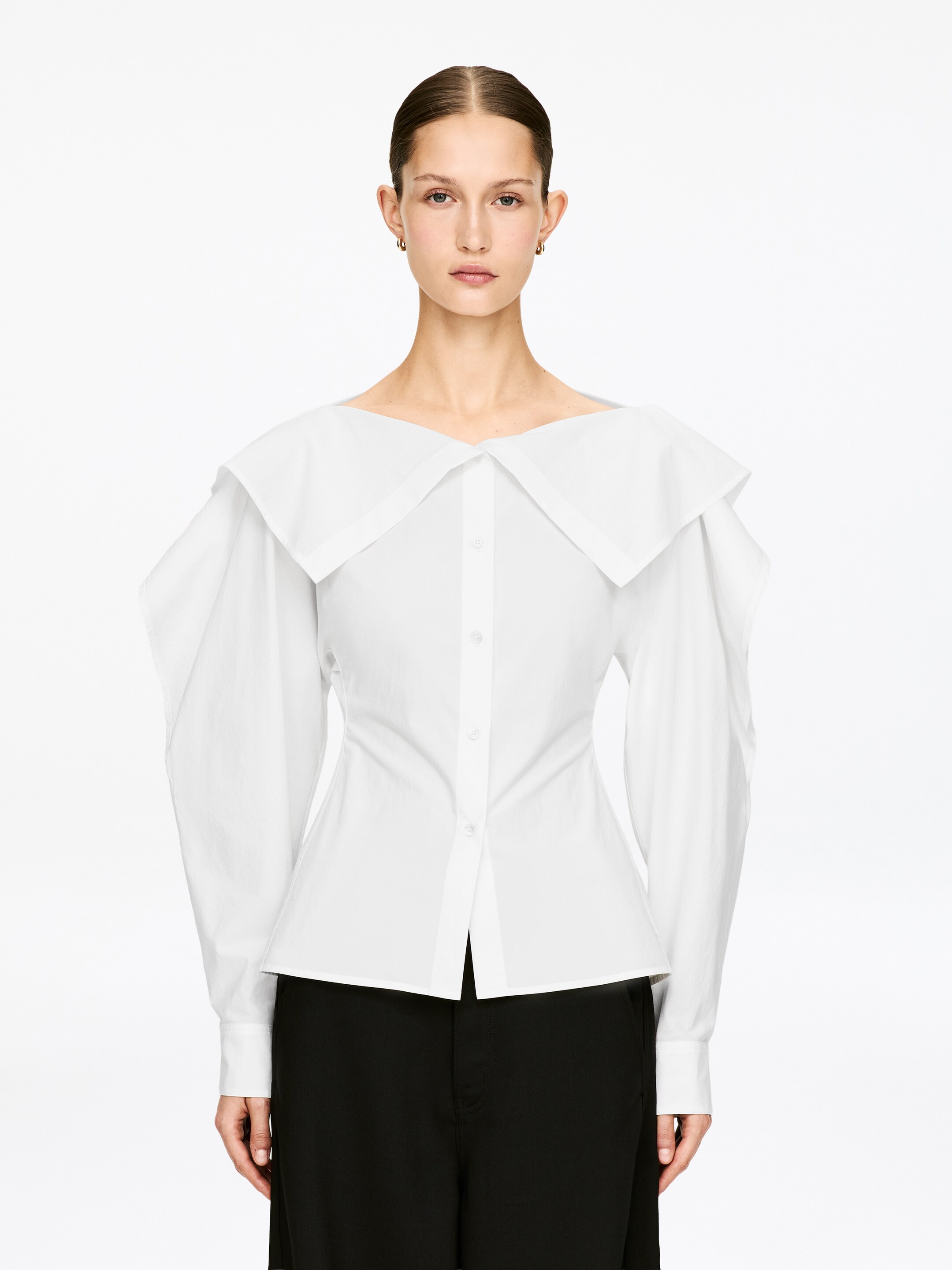 Grösseres Bild ansehen: Bluse mit übergroßem Kragen - Weiß - DAMEN | H&M CH 1