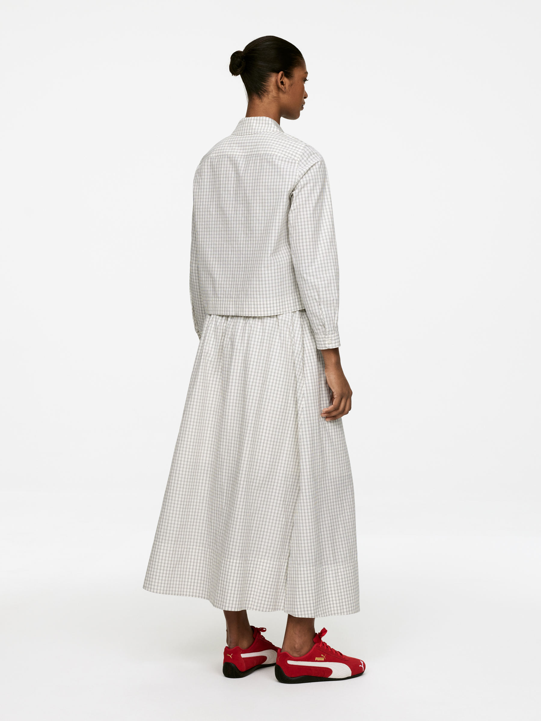 Cropped Cotton Shirt - White/Black - Regular fit - Women - StillMedia/Lookbook - 5