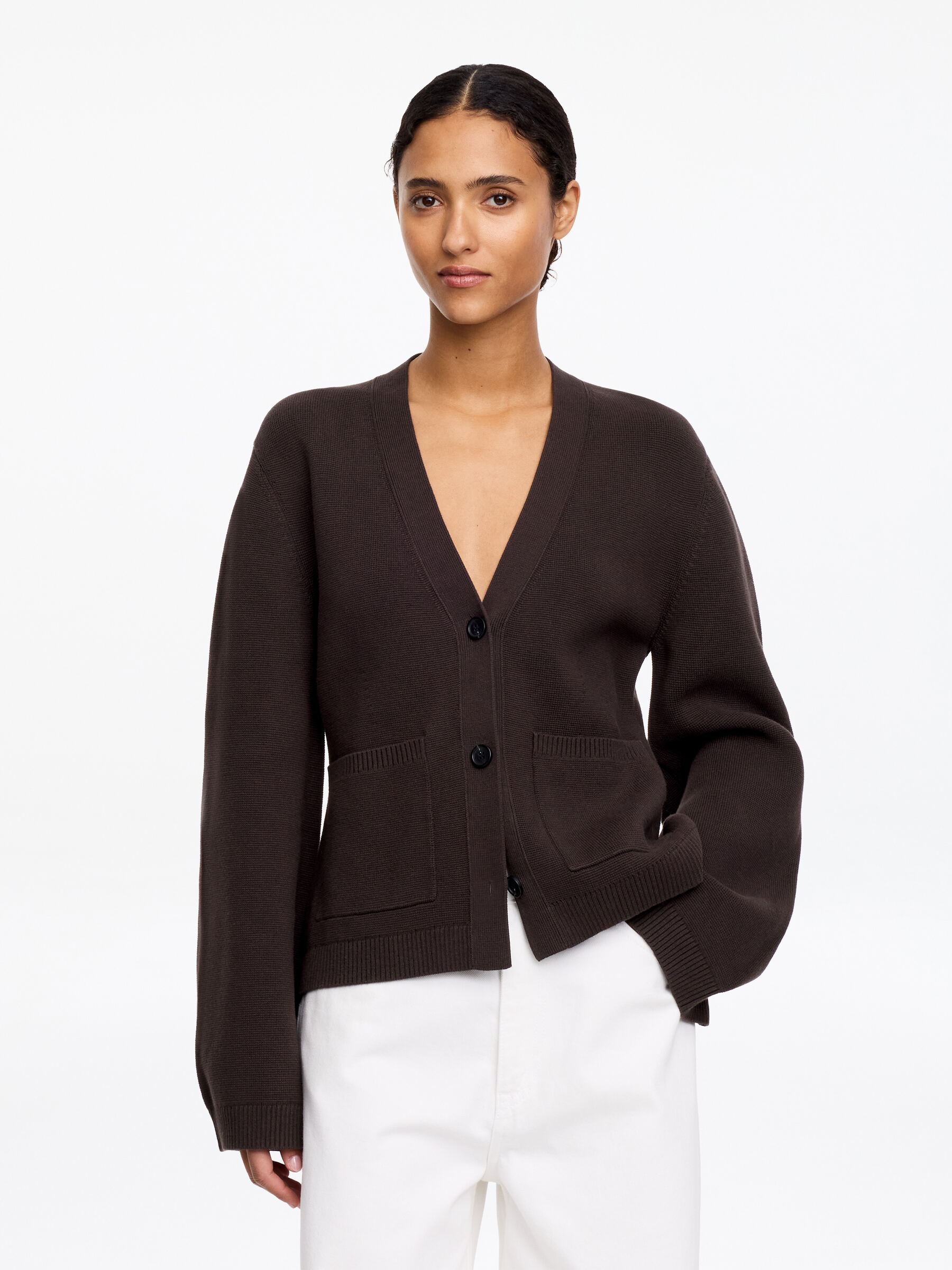 Cotton Cardigan-#3F3838-18068