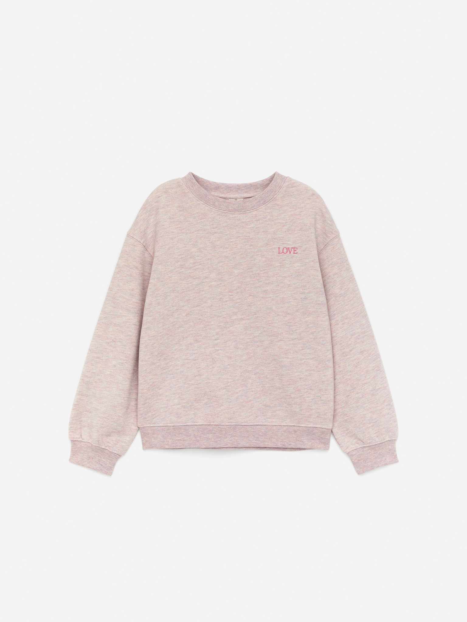 Felpa con ricami - Rosa mélange/Lilla