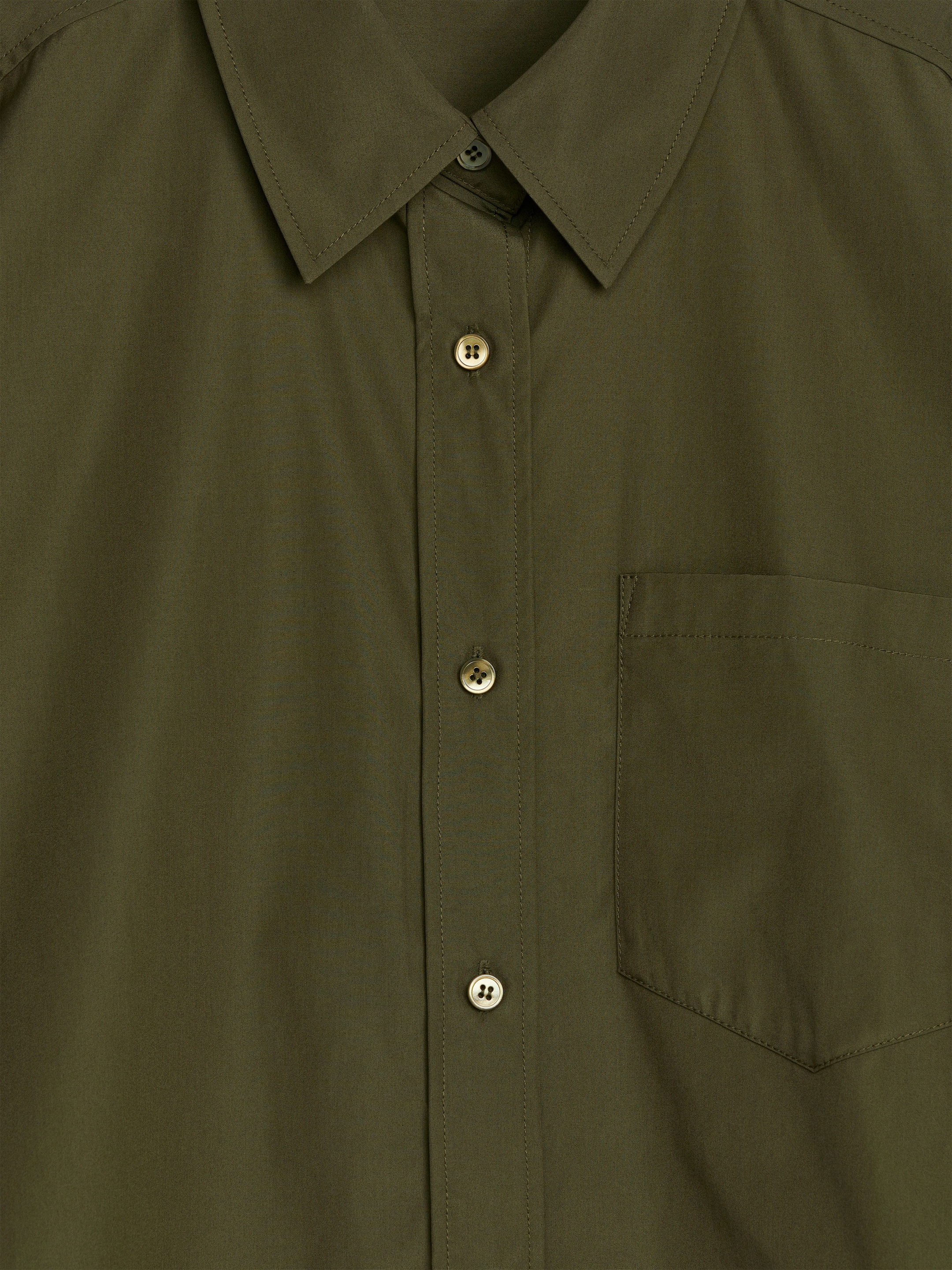 Cropped Cotton Shirt - Khaki Green - Regular fit - Women - StillMedia/DescriptiveDetail - 1