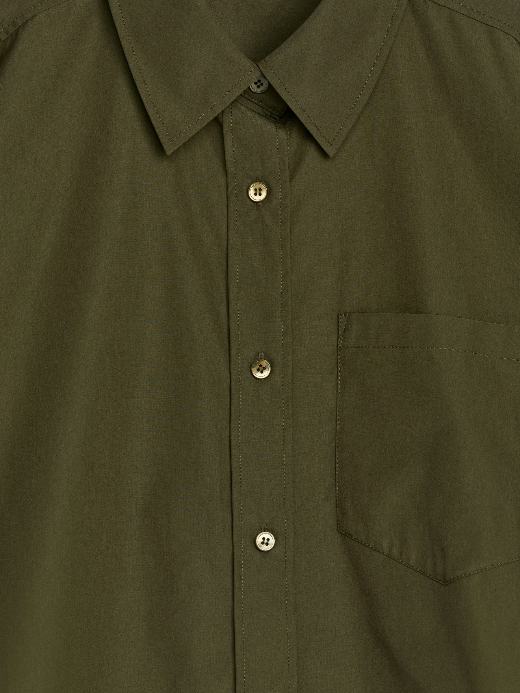 Kort skjorta i bomull - Khakigrön - Regular fit - Women - StillMedia/DescriptiveDetail - 1