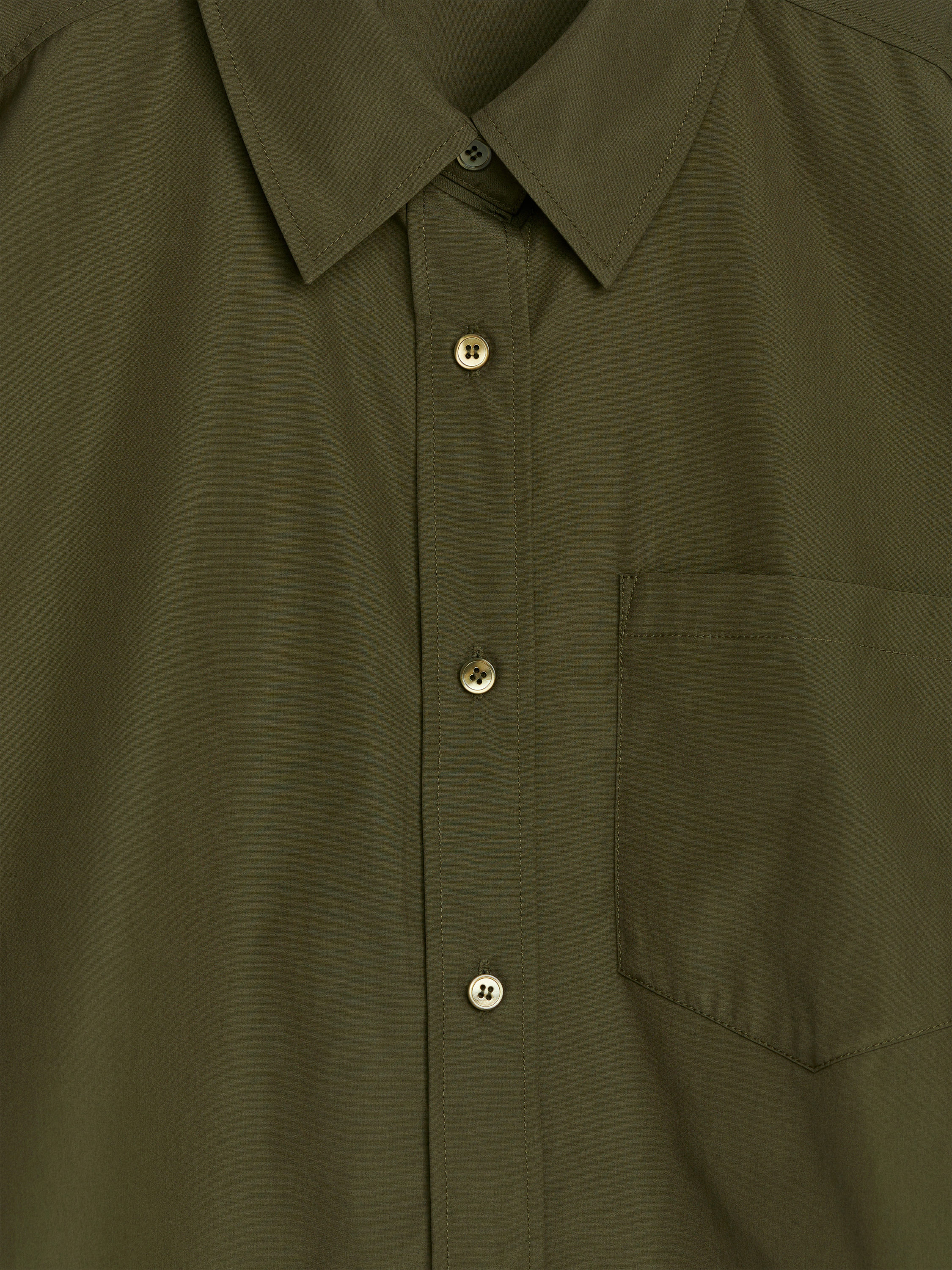 Cropped Cotton Shirt - Khaki Green - Regular fit - Women - StillMedia/DescriptiveDetail - 1