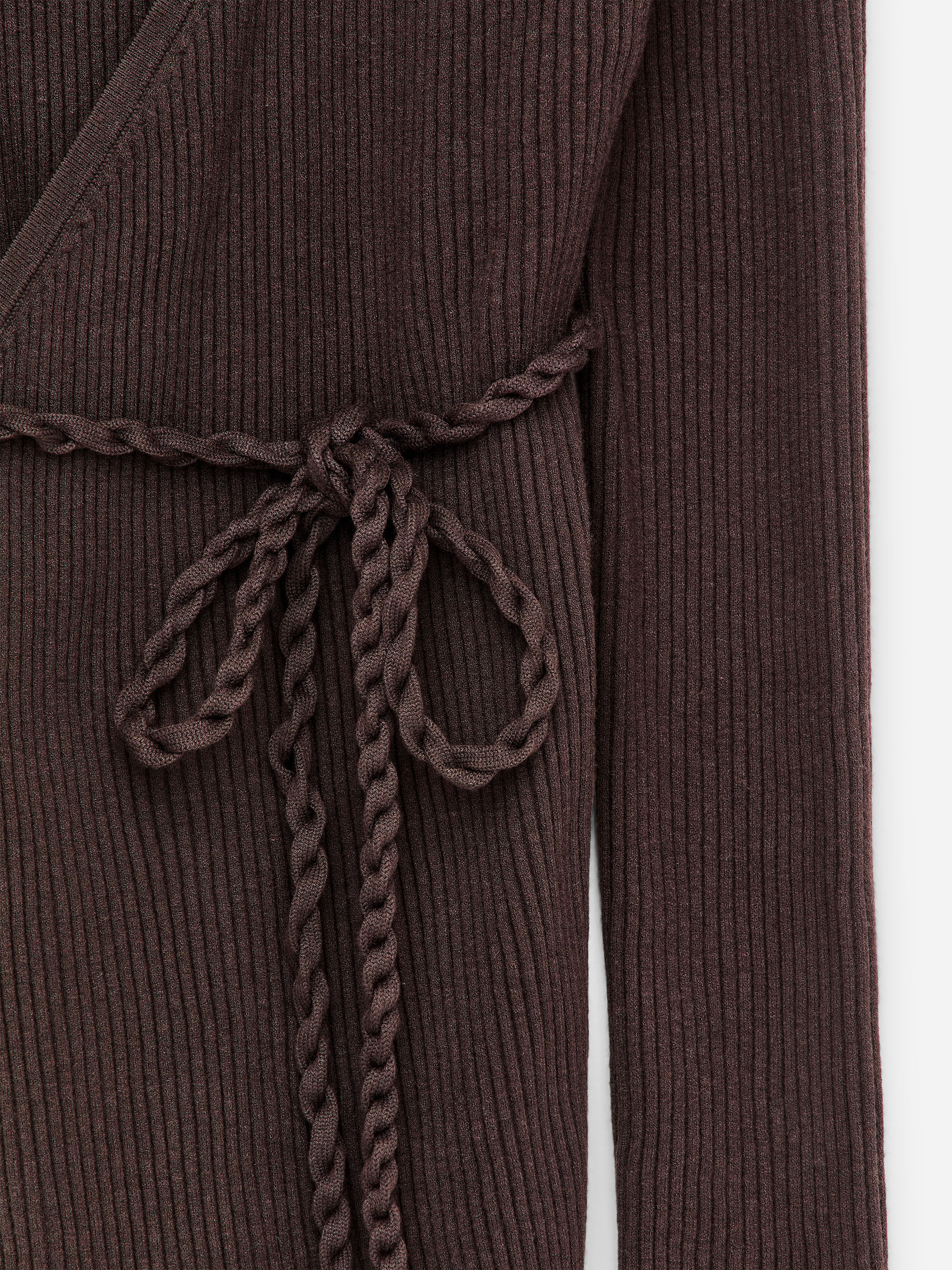 Ribbed Wrap Top - Dark Brown - Regular fit - Women - StillMedia/DescriptiveDetail - 2