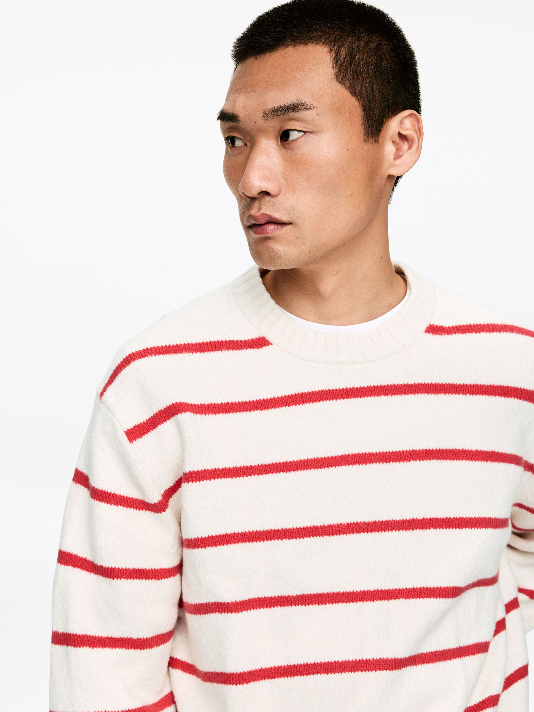 Relaxed Cotton Blend Jumper - Off White/Red - Relaxed fit - Men - StillMedia/Lookbook - 5