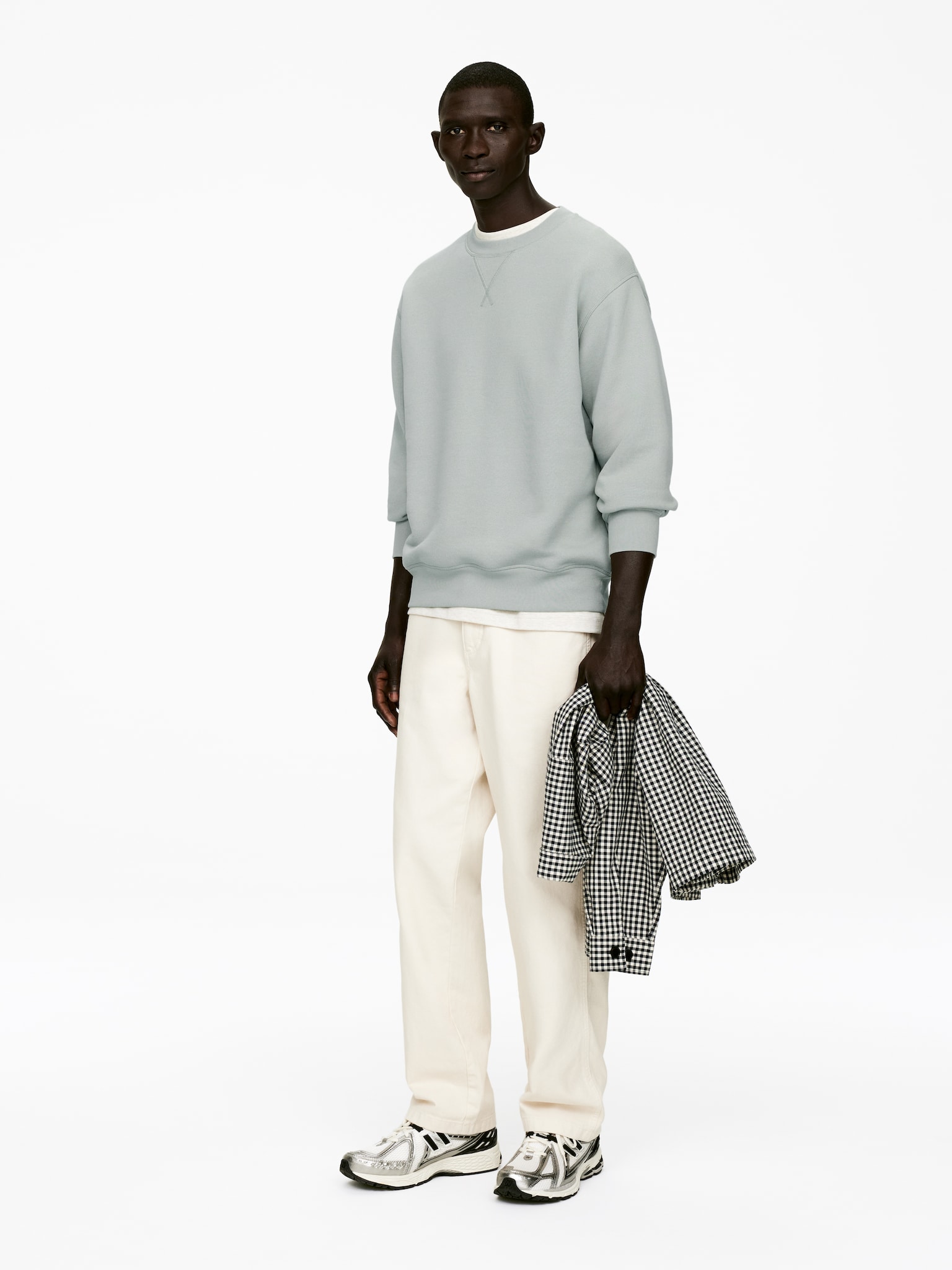 Sudadera loose fit - Menta empolvado/Gris jaspeado - 5