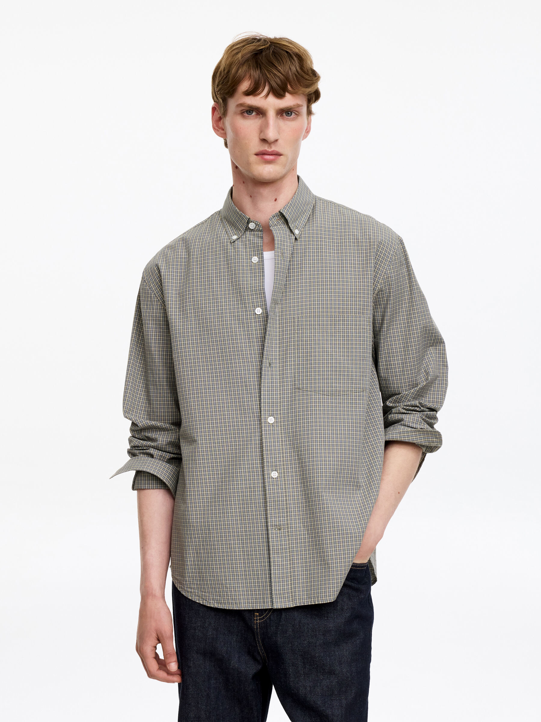 Chemise décontractée en coton-#95928a-19701