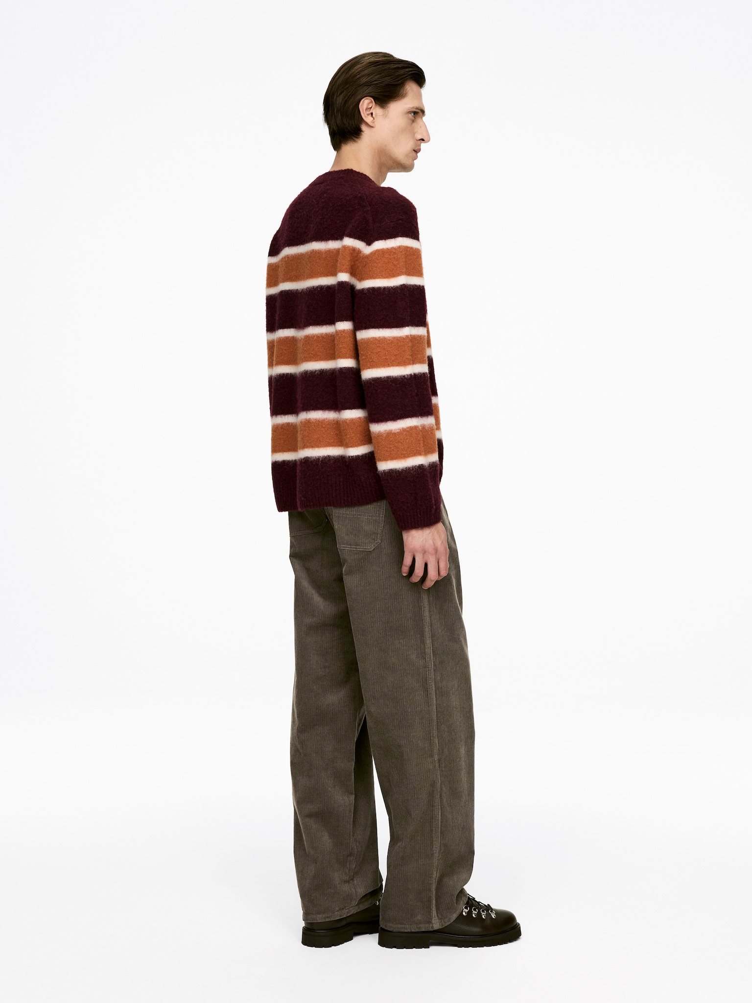 Pantalon décontracté en velours côtelé - Vert foncé/Beige/Bleu foncé - 5
